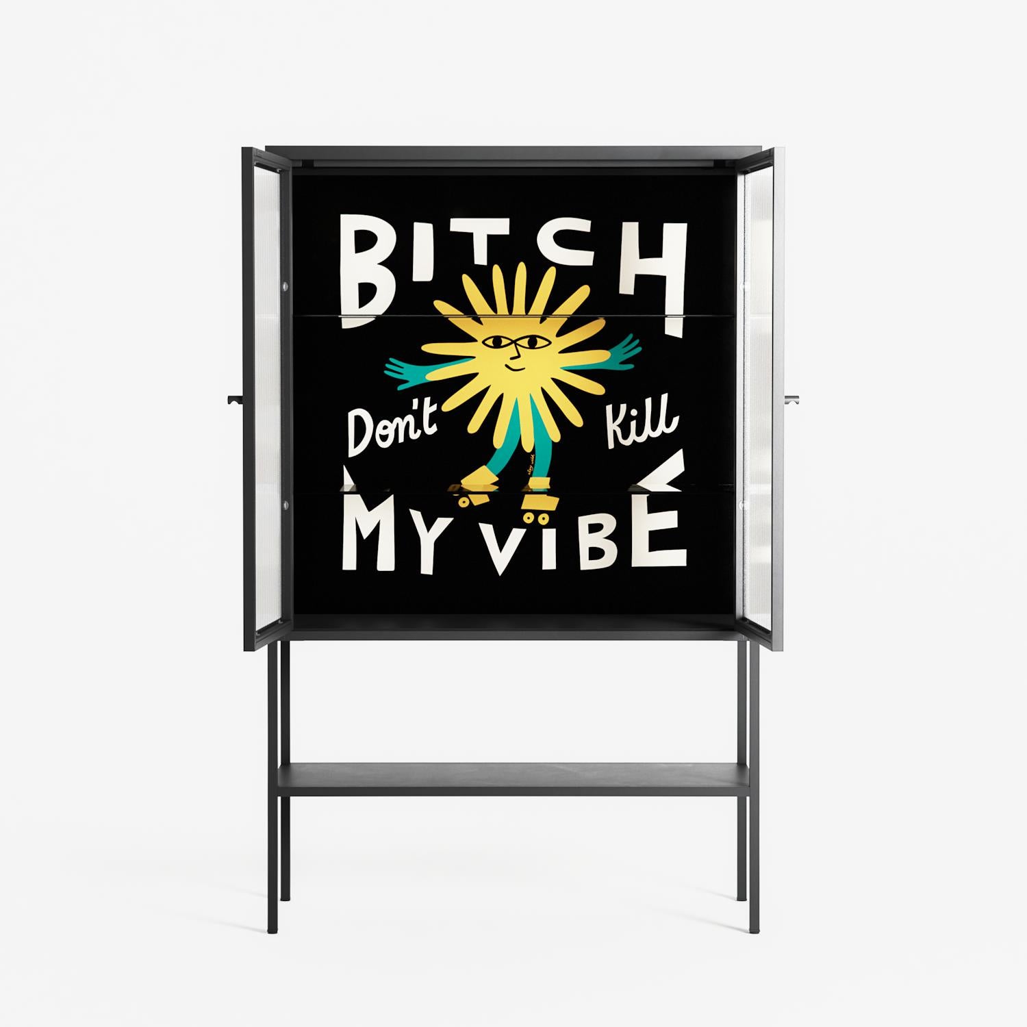 Bitch Don't Kill My Vibe - Loft Cabinet - Aley Wild - Antracite - Reeded glass