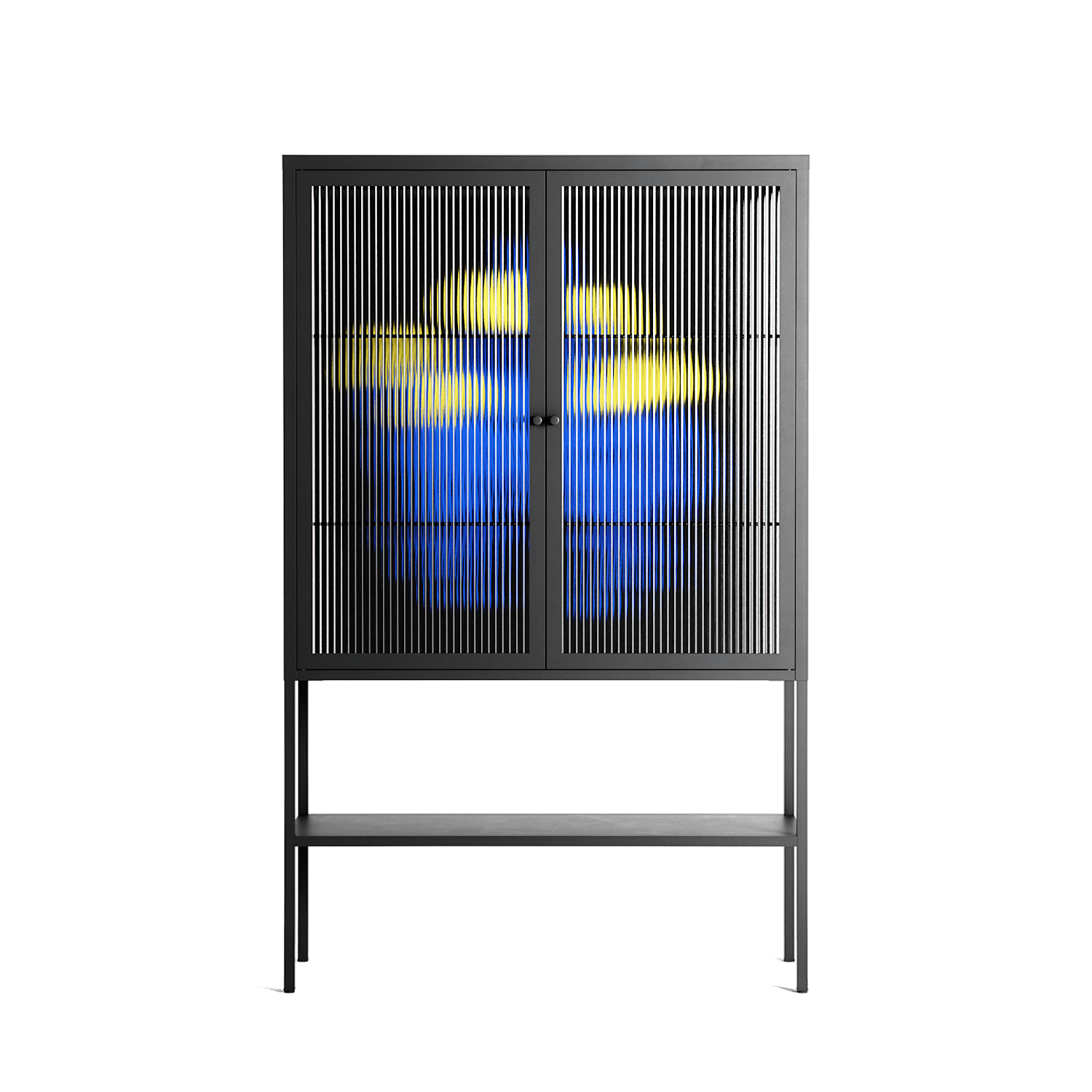 Mushroom Dance Blue - Loft Cabinet - Aley Wild - Antracite - Reeded glass