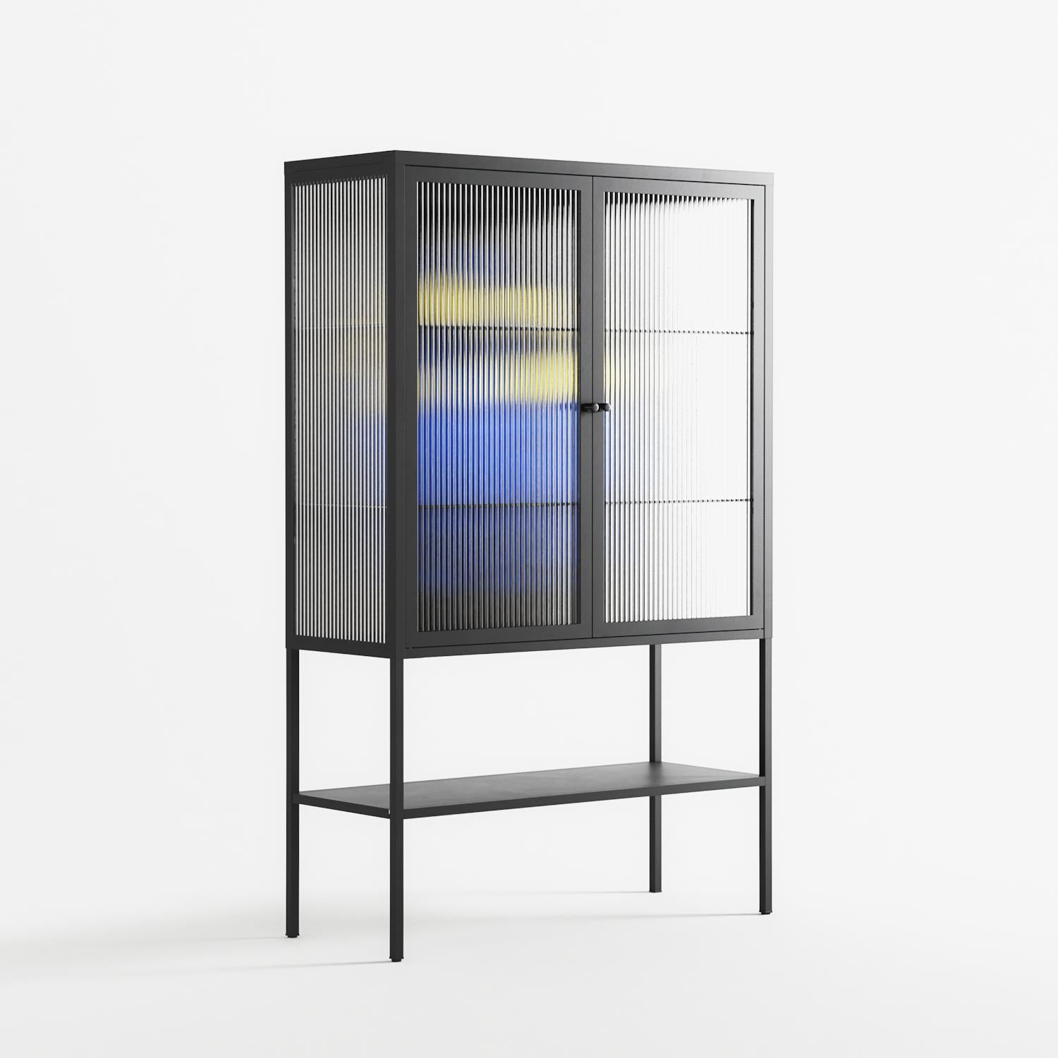Mushroom Dance Blue - Loft Cabinet - Aley Wild - Antracite - Reeded glass