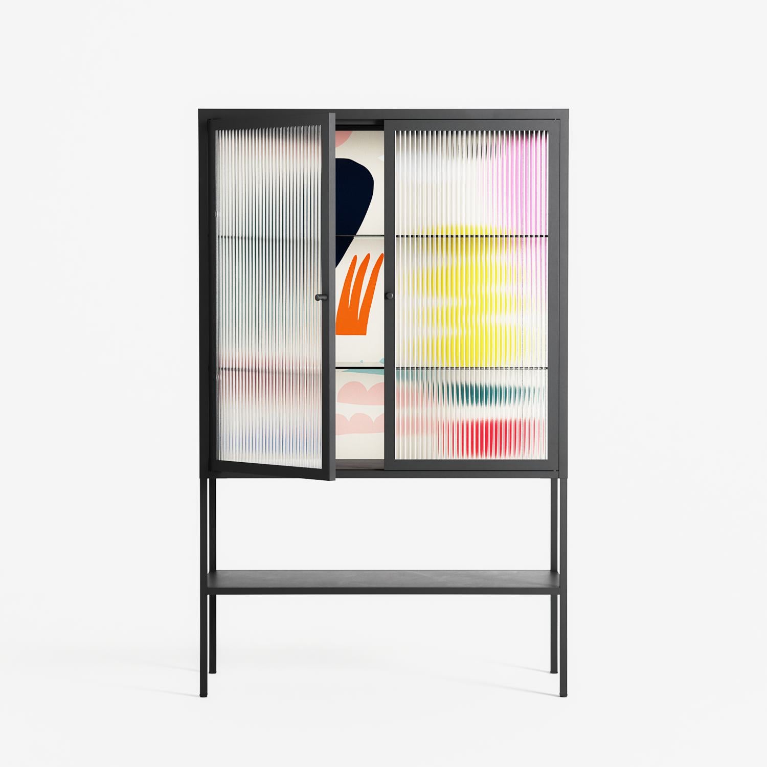 Sea Shapes - Loft Cabinet - Aley Wild - Antracite - Reeded glass