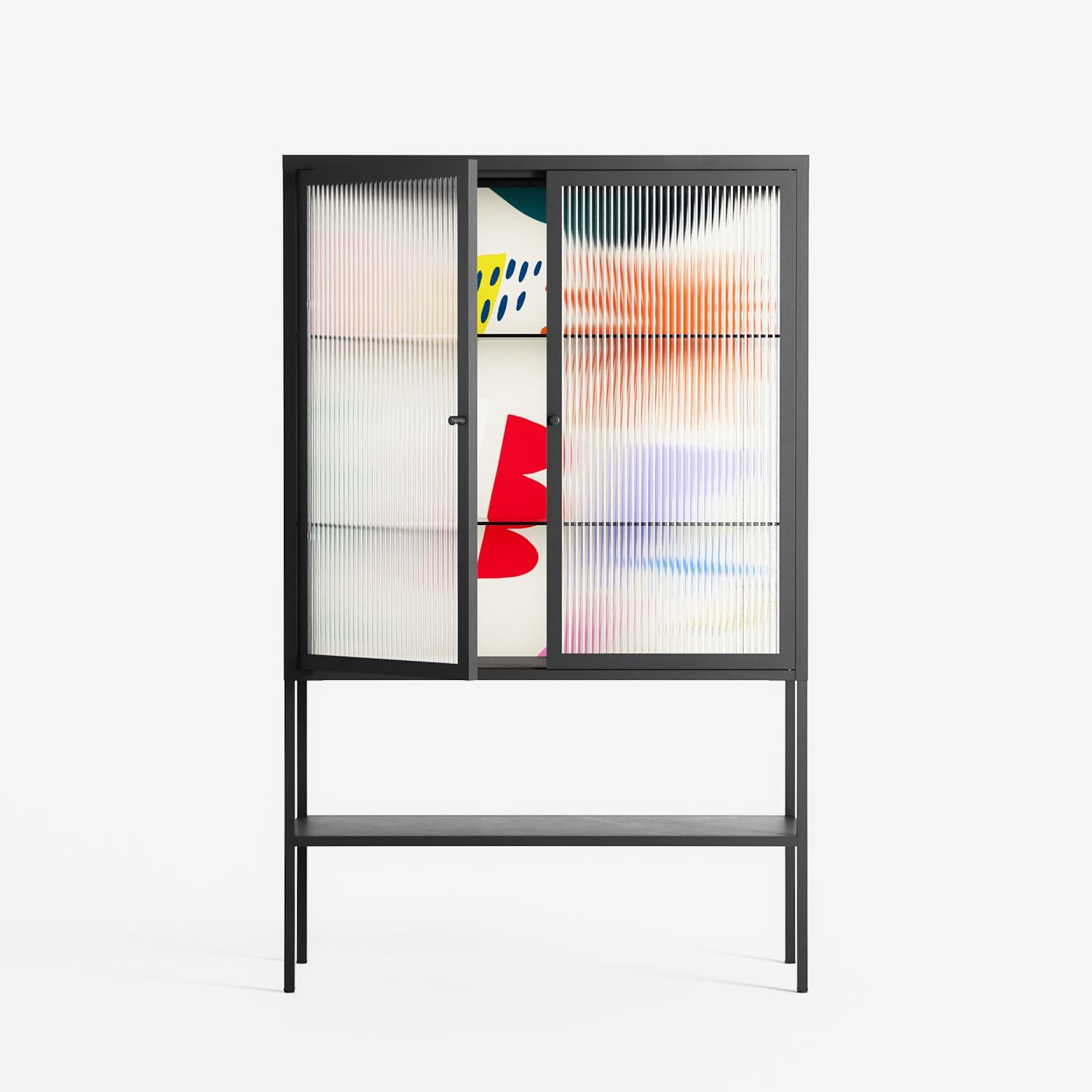 Surrender Shapes - Loft Cabinet - Aley Wild - Antracite - Reeded glass