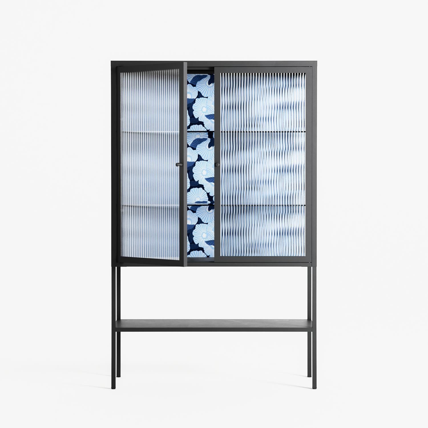Blue Poppy 2 - Loft Cabinet - Katie O’Shea - Antracite - Reeded glass