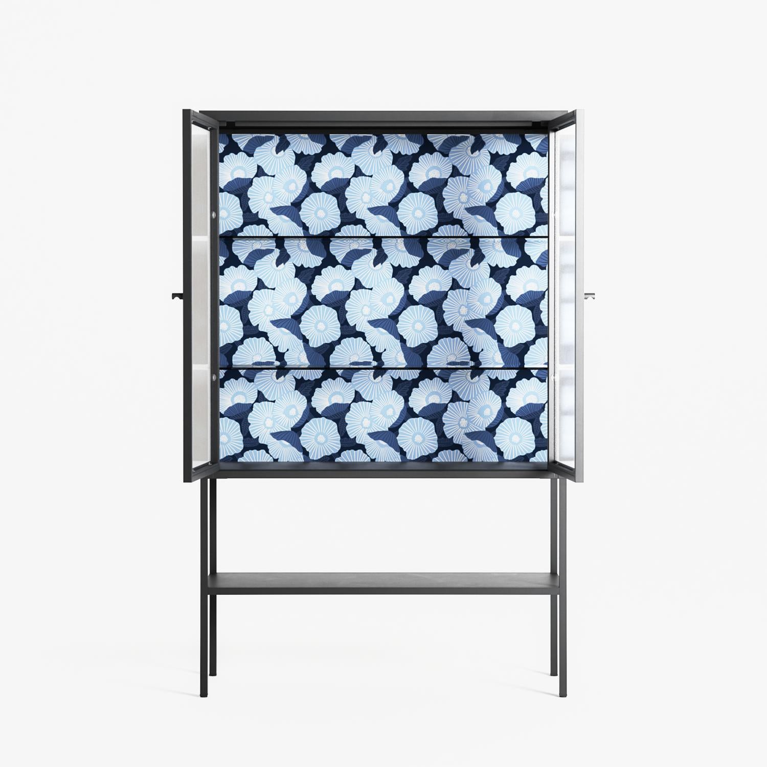 Blue Poppy 2 - Loft Cabinet - Katie O’Shea - Antracite - Reeded glass