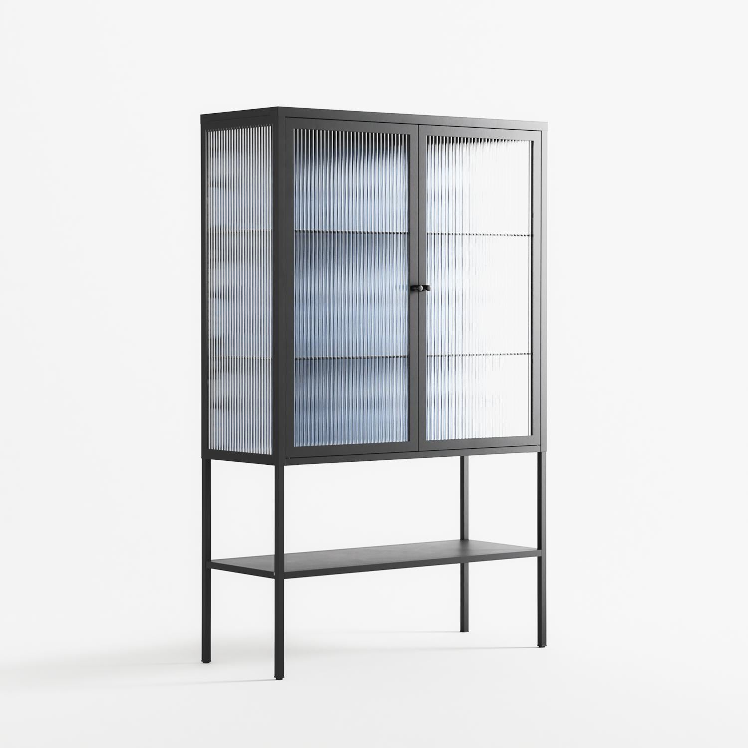 Blue Poppy 2 - Loft Cabinet - Katie O’Shea - Antracite - Reeded glass