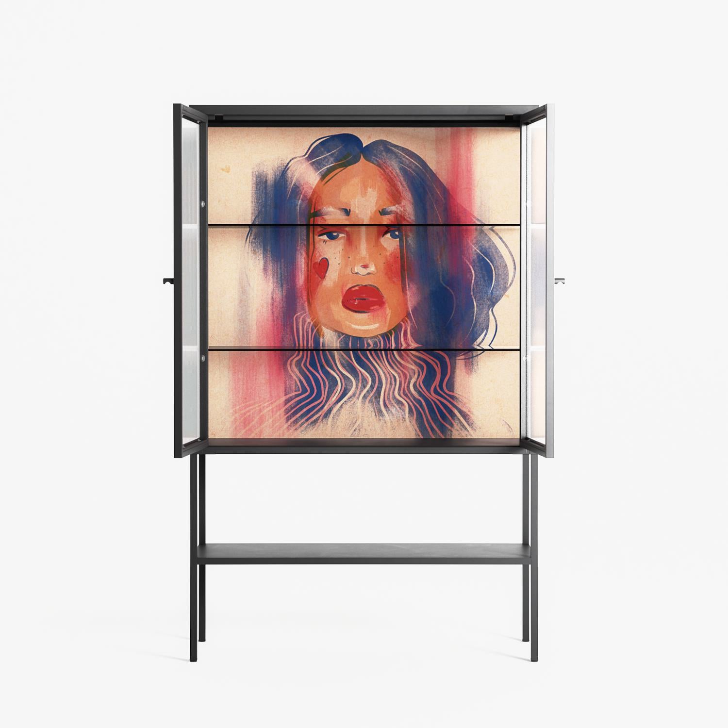 Hidden Beauty - Loft Cabinet - Raissa Oltmanns - Antracite - Reeded glass