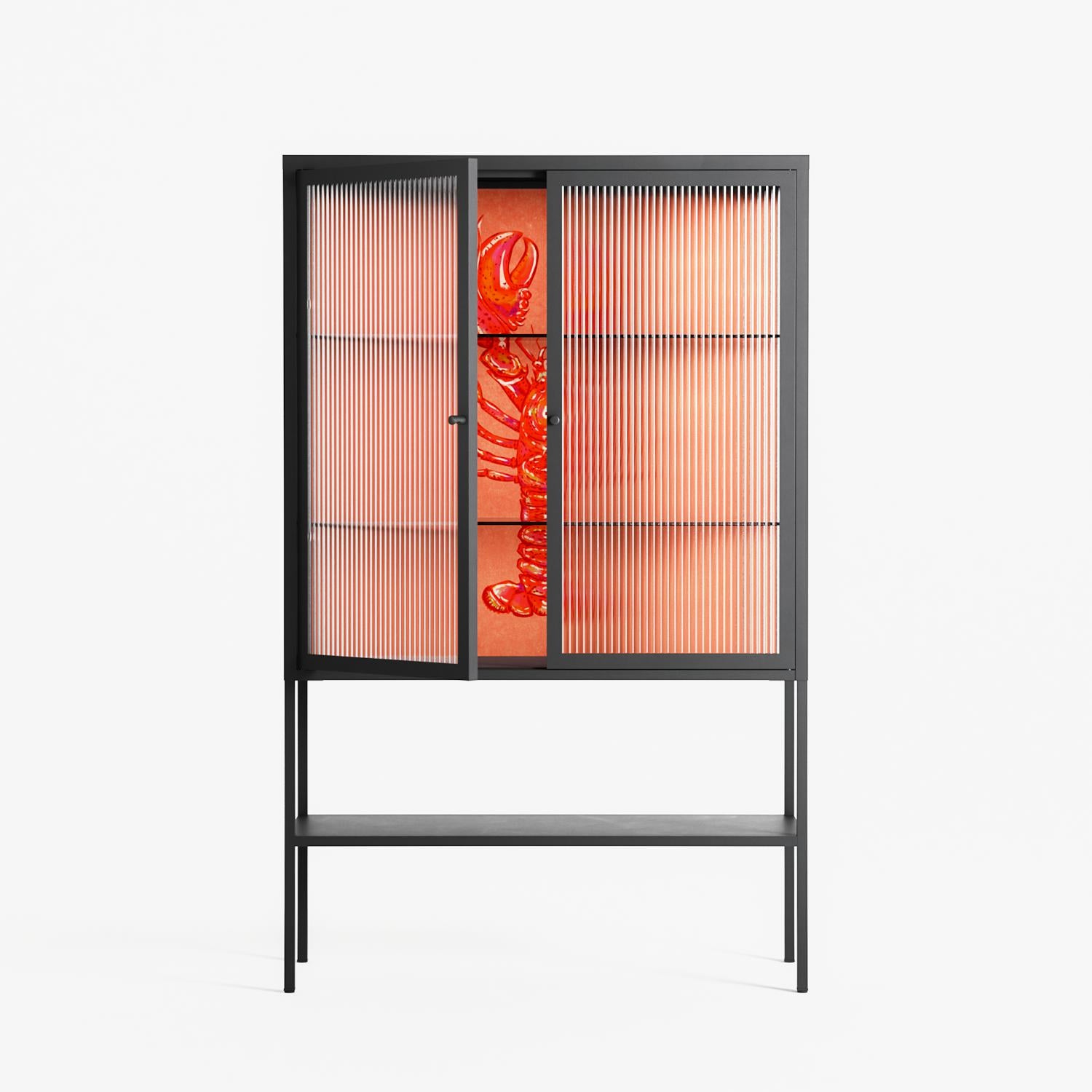 Lobster - Loft Cabinet - Raissa Oltmanns - Antracite - Reeded glass