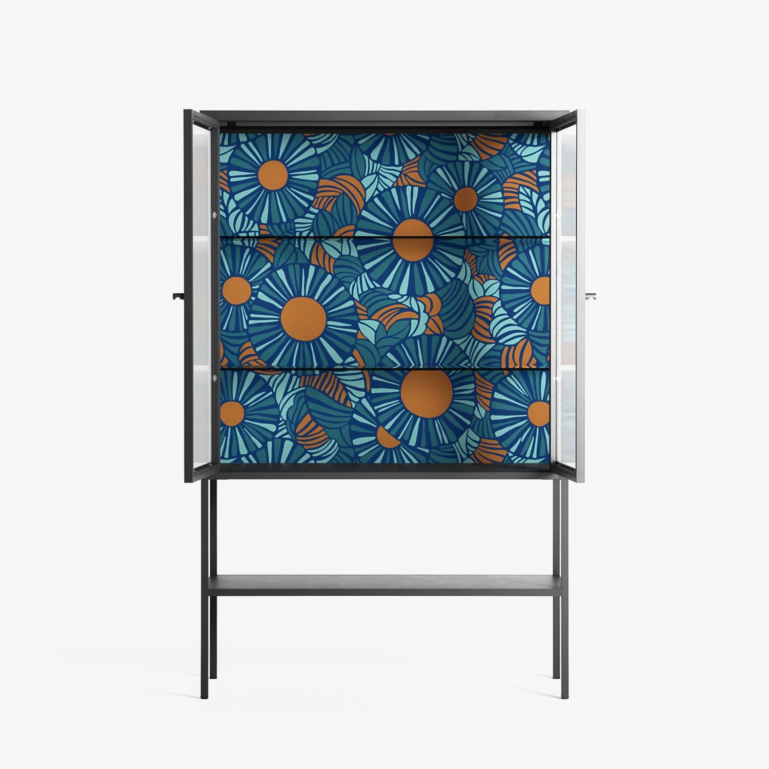 Bellis Bounty Blue - Loft Cabinet - Amy Suther - Antracite - Reeded glass