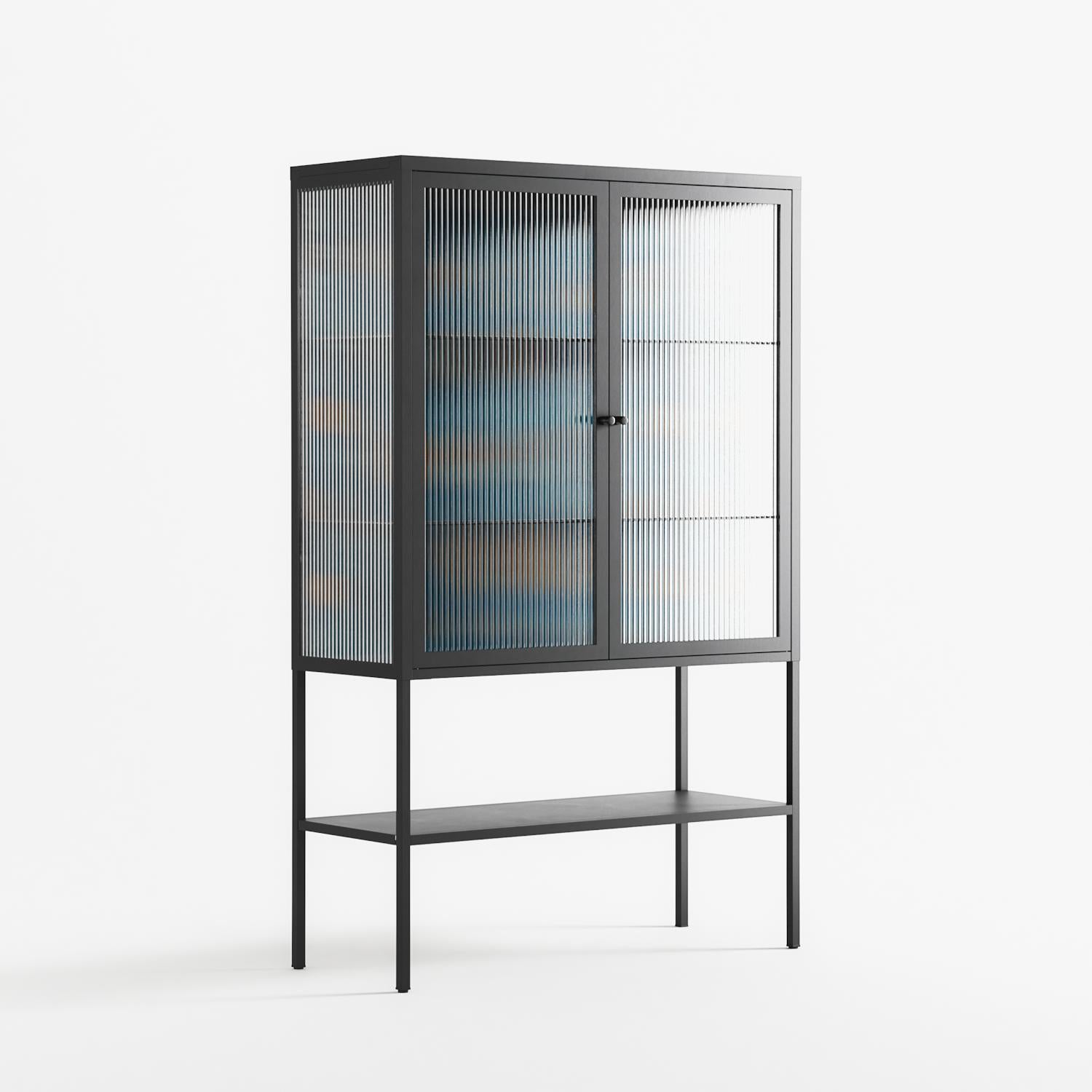 Bellis Bounty Blue - Loft Cabinet - Amy Suther - Antracite - Reeded glass