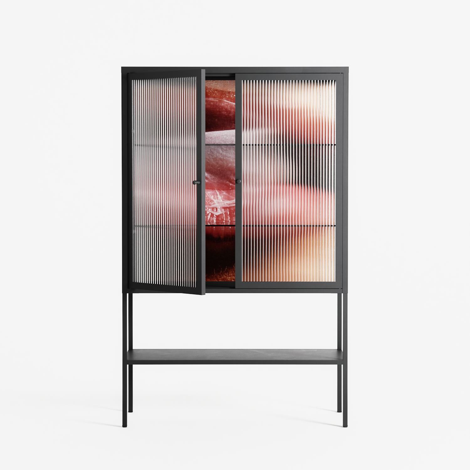 Blow - Loft Cabinet - Nadia Ryder - Antracite - Reeded glass