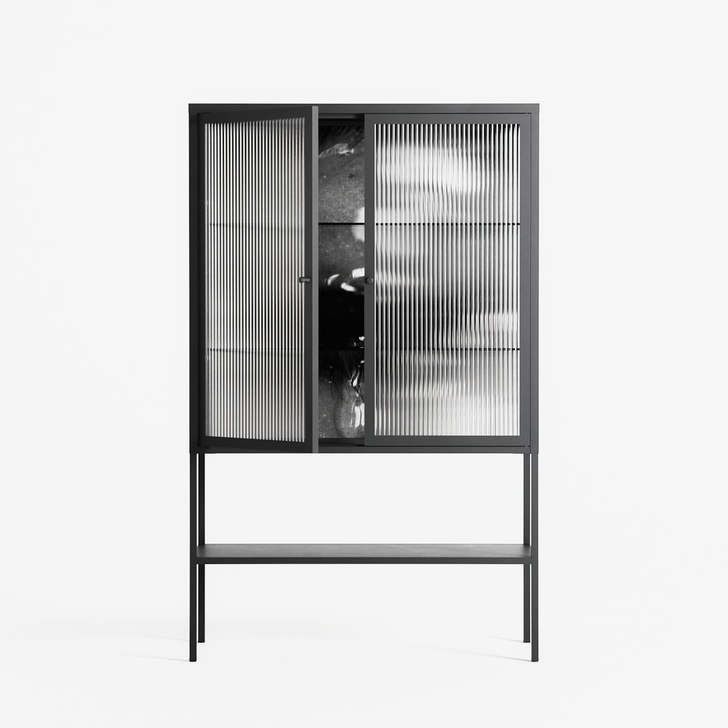 Gel - Loft Cabinet - Nadia Ryder - Antracite - Reeded glass