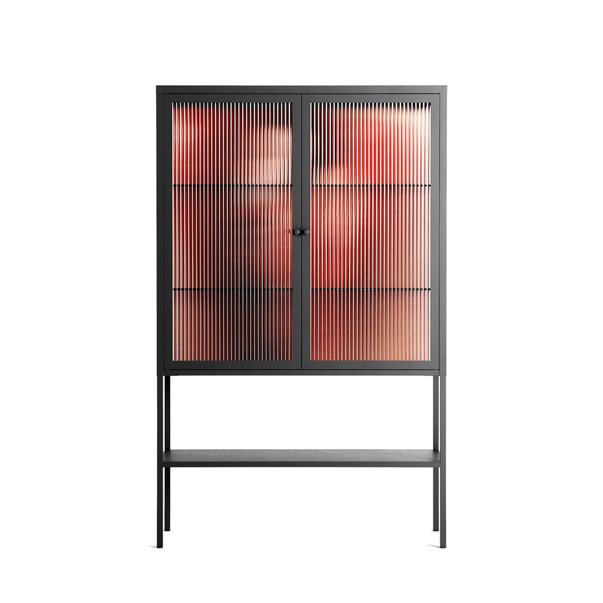 Red 2 - Loft Cabinet - Nadia Ryder - Antracite - Reeded glass
