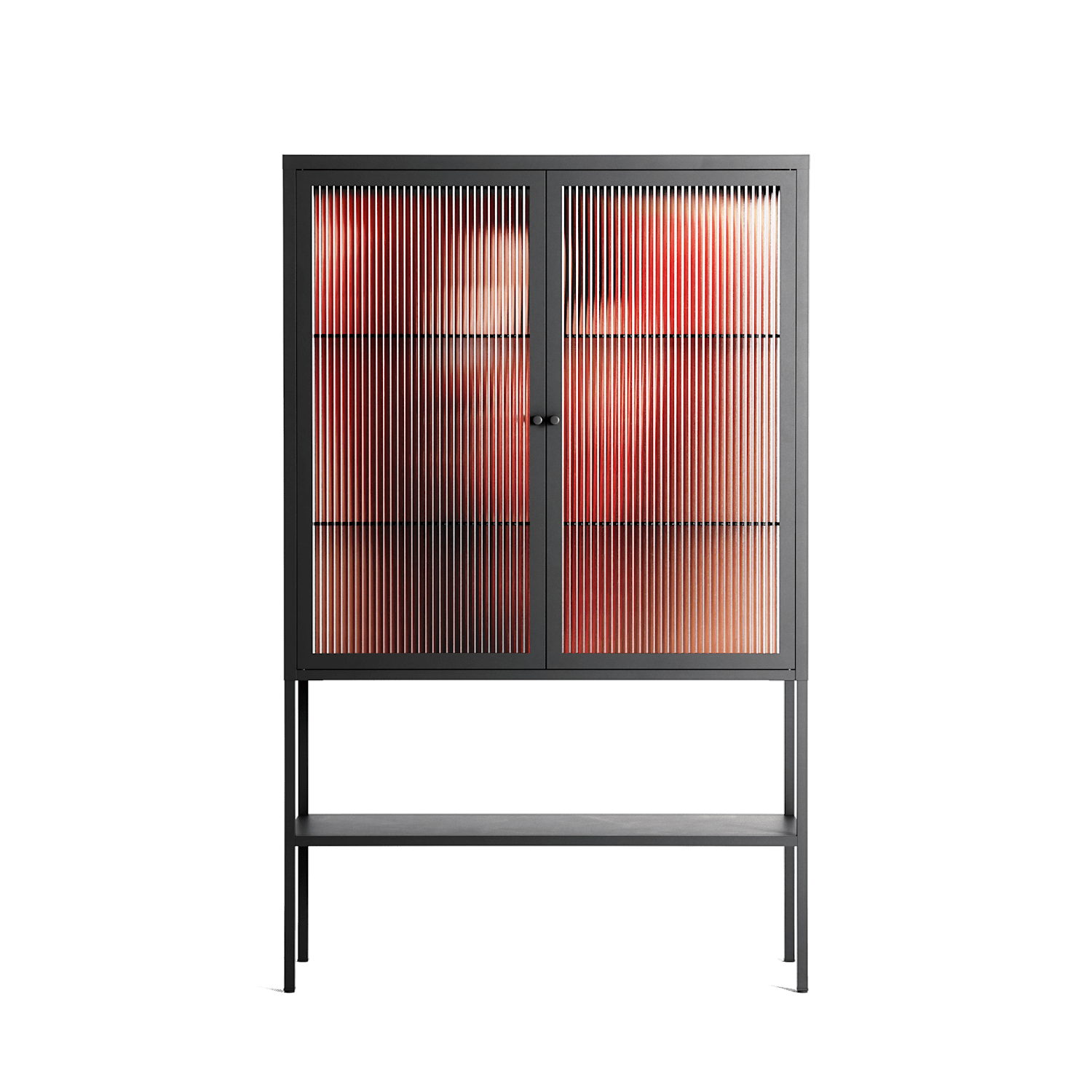 Red 2 - Loft Cabinet - Nadia Ryder - Antracite - Reeded glass