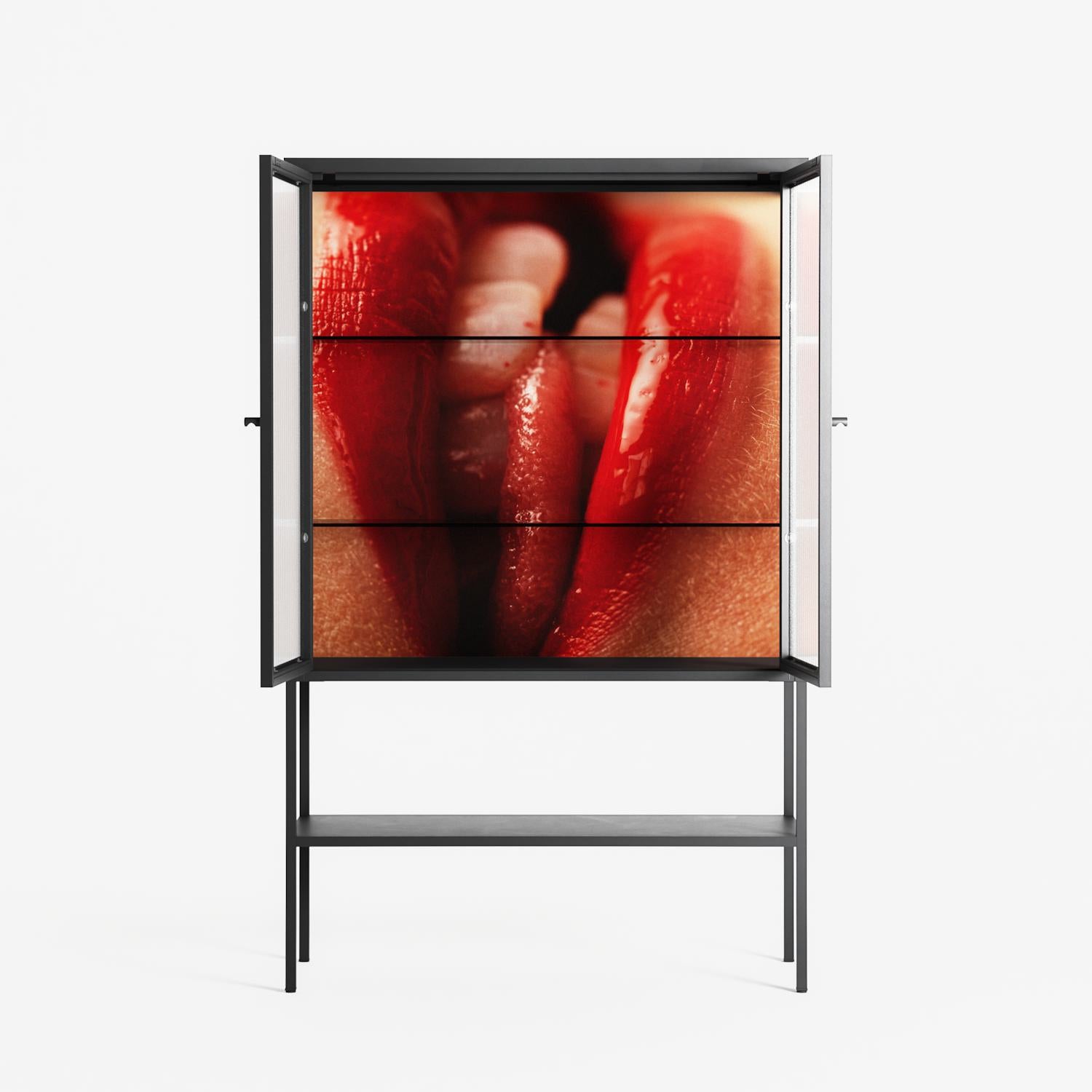 Red 2 - Loft Cabinet - Nadia Ryder - Antracite - Reeded glass