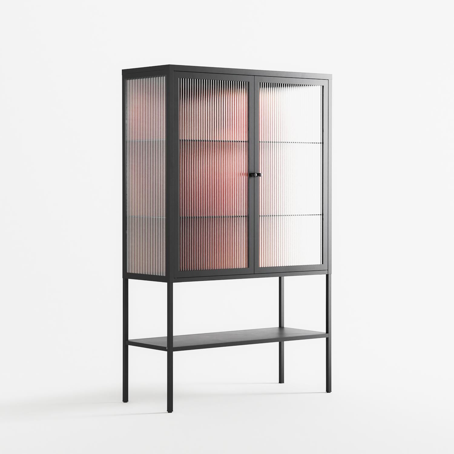 Red 2 - Loft Cabinet - Nadia Ryder - Antracite - Reeded glass