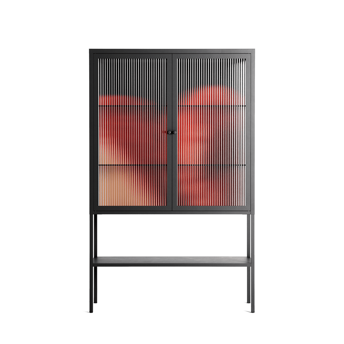 Red 3 - Loft Cabinet - Nadia Ryder - Antracite - Reeded glass