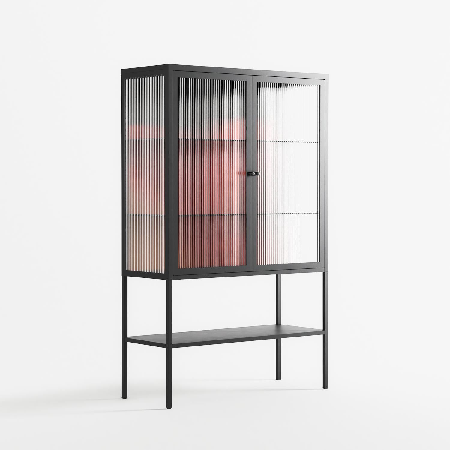 Red 3 - Loft Cabinet - Nadia Ryder - Antracite - Reeded glass