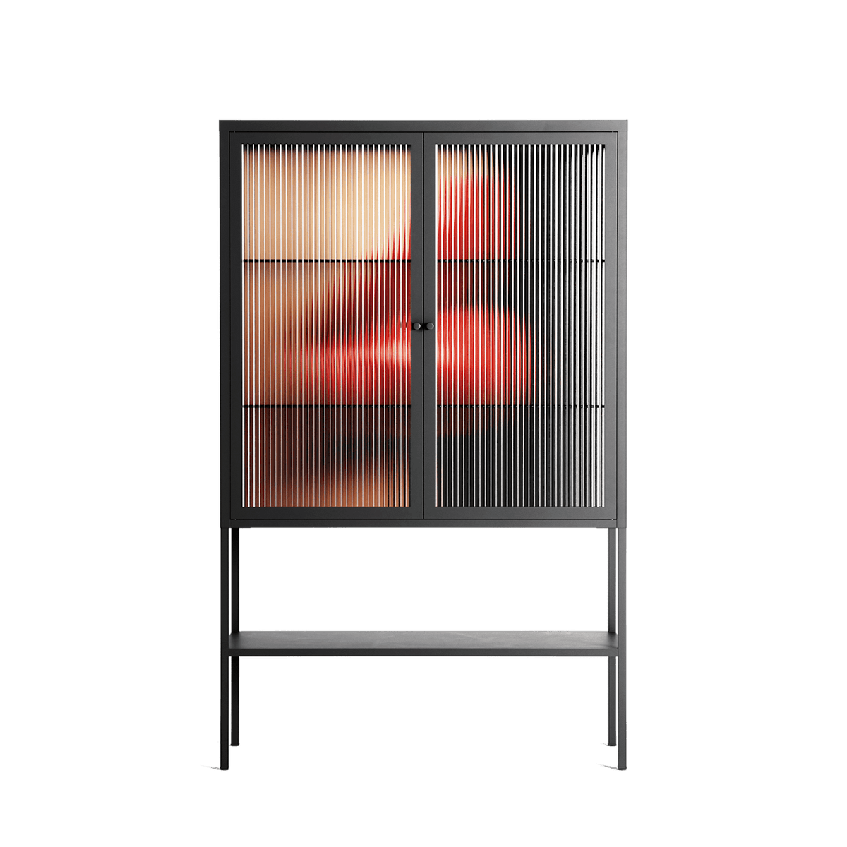 Red 4 - Loft Cabinet - Nadia Ryder - Antracite - Reeded glass