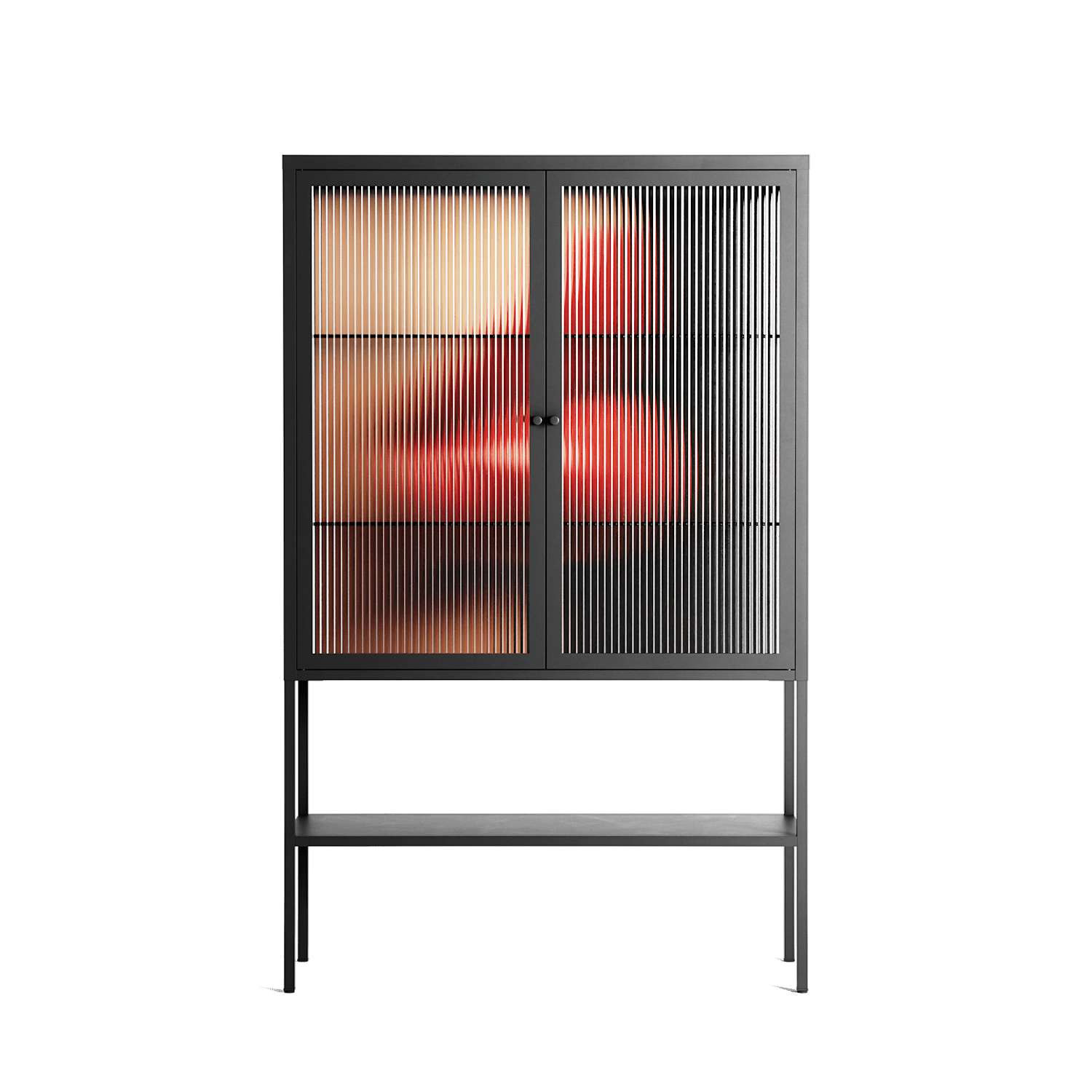 Red 4 - Loft Cabinet - Nadia Ryder - Antracite - Reeded glass