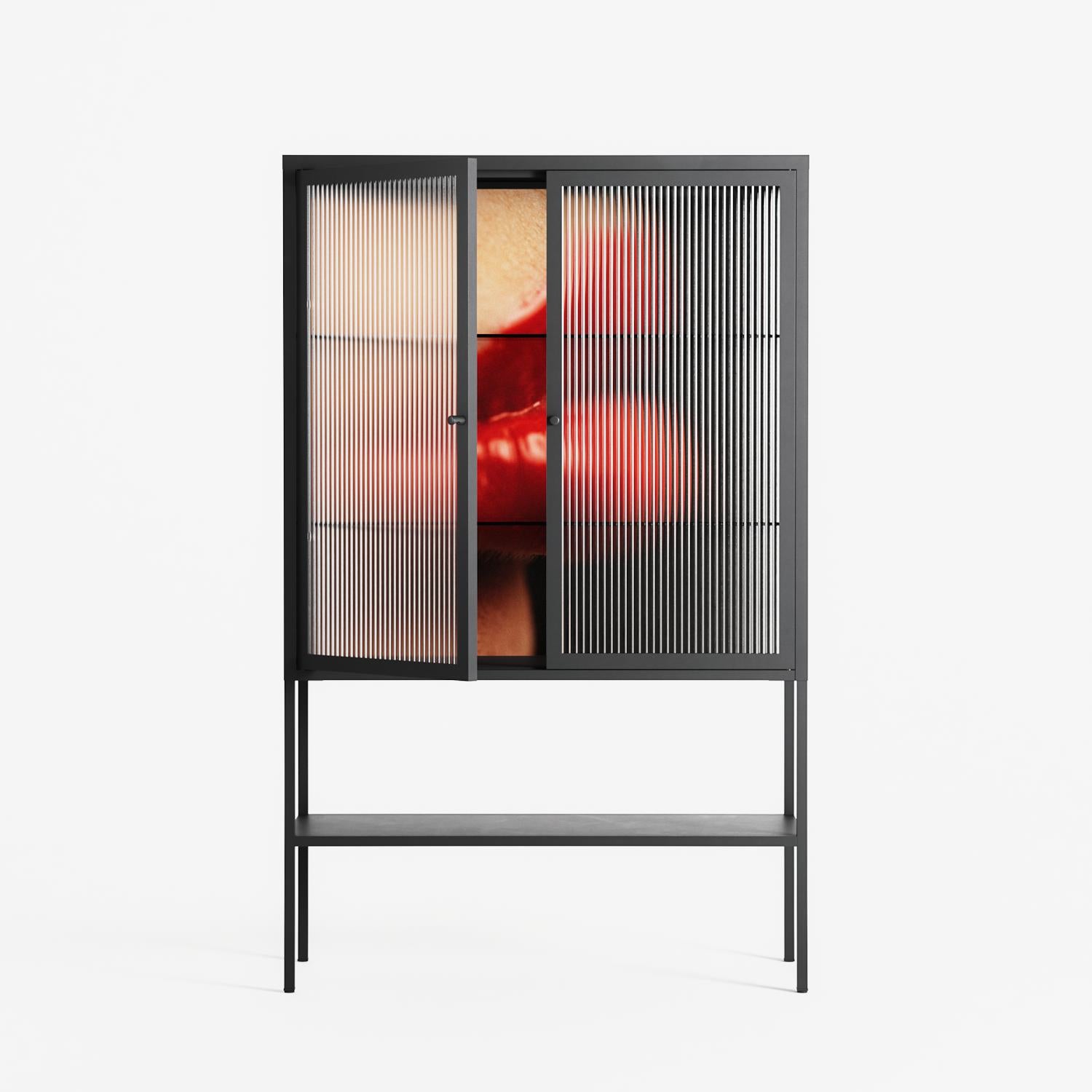 Red 4 - Loft Cabinet - Nadia Ryder - Antracite - Reeded glass