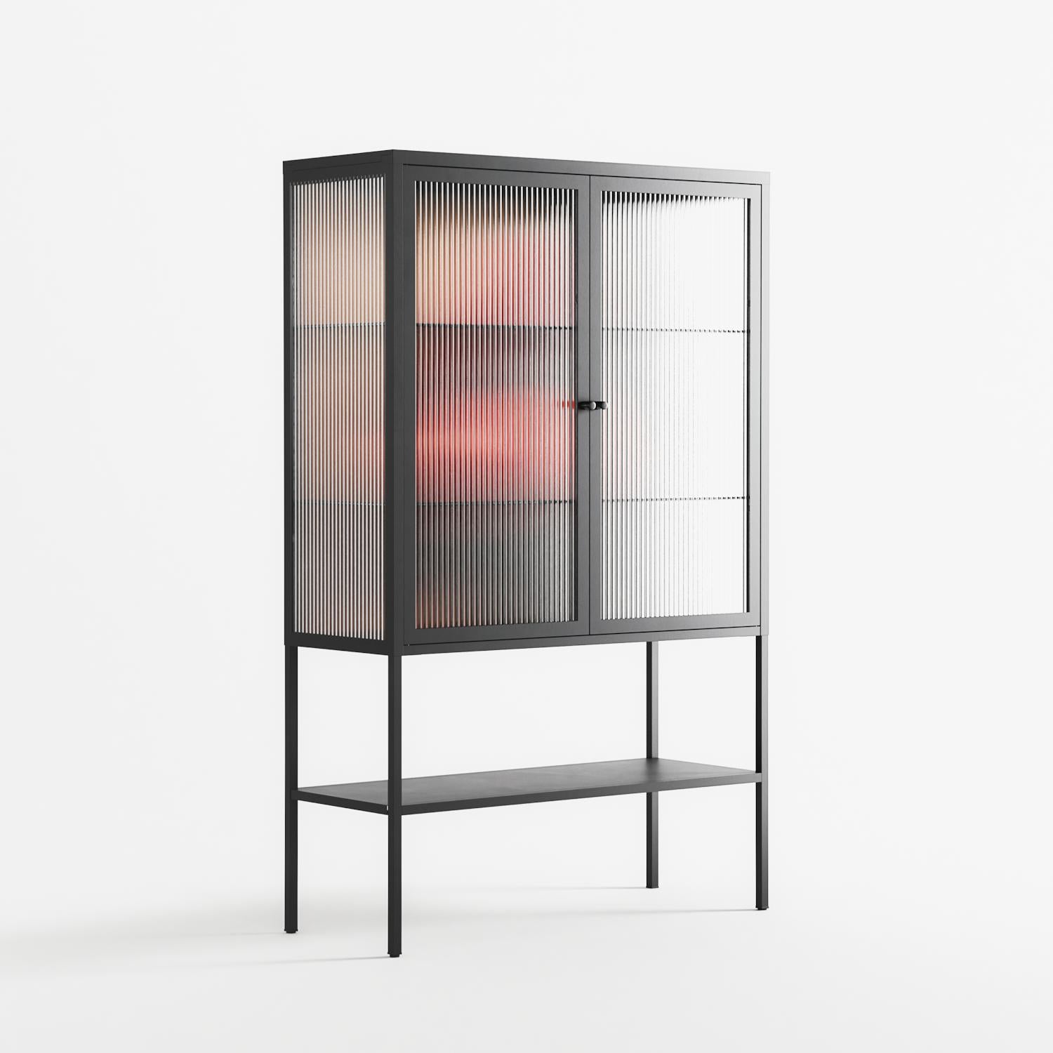 Red 4 - Loft Cabinet - Nadia Ryder - Antracite - Reeded glass