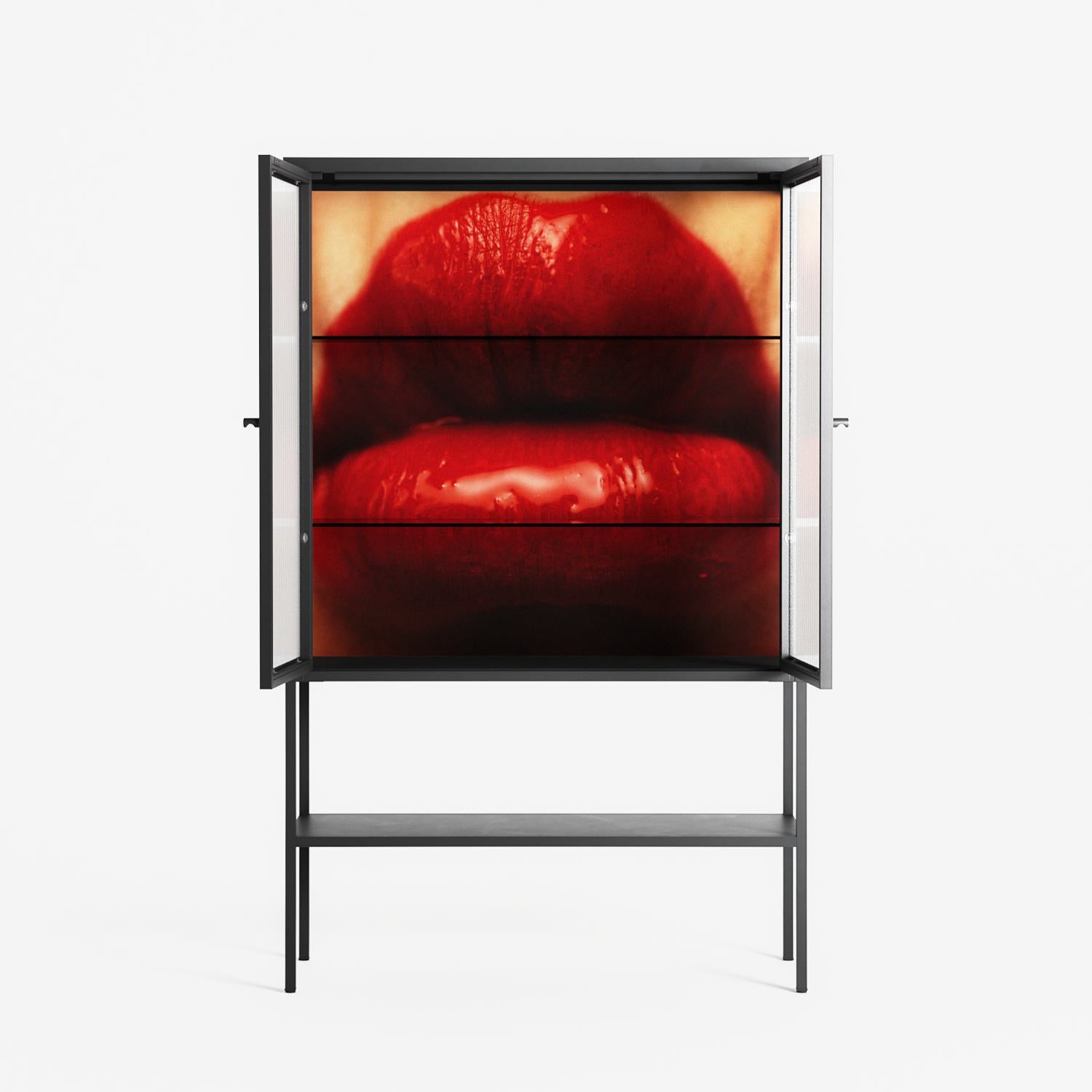Red - Loft Cabinet - Nadia Ryder - Antracite - Reeded glass