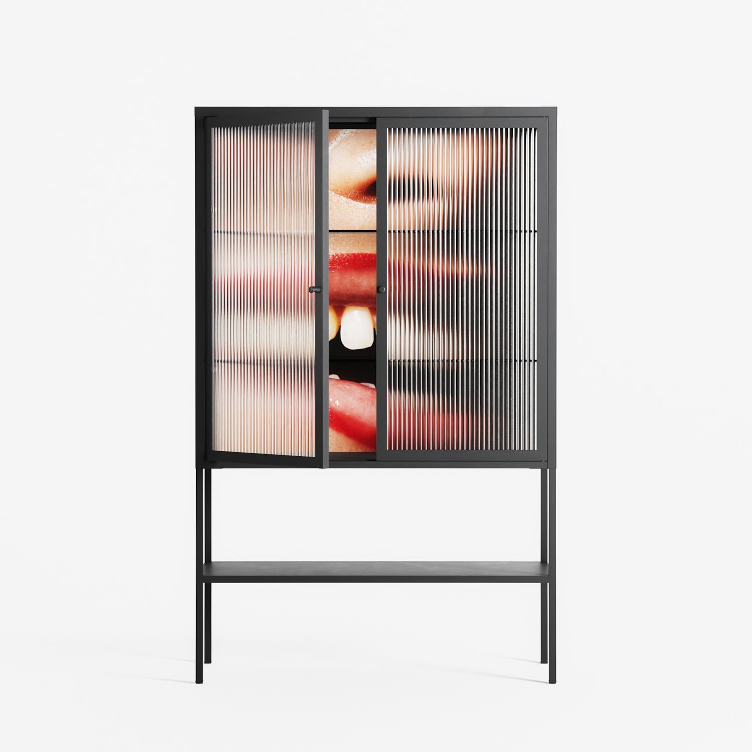 Teeth - Loft Cabinet - Nadia Ryder - Antracite - Reeded glass