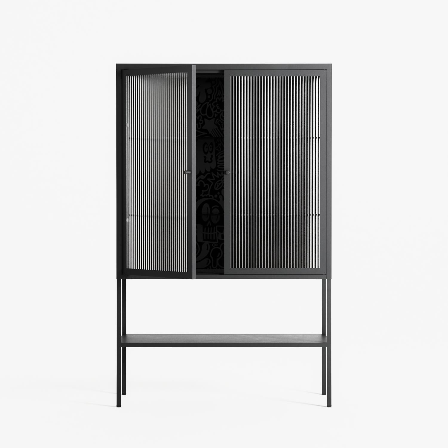 The Single Color - Loft Cabinet - Craig Watkins - Antracite - Reeded glass