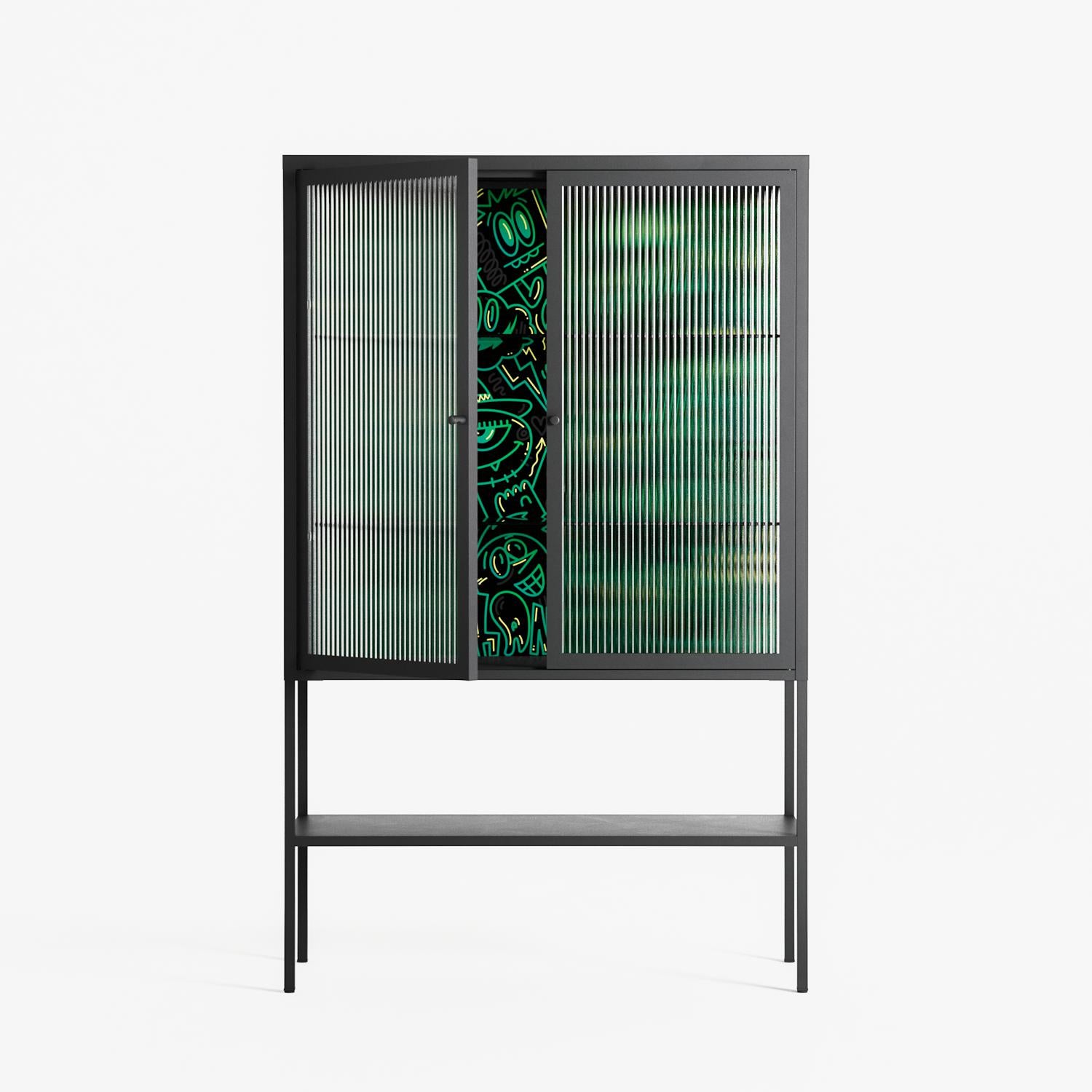 Thankful - Loft Cabinet - Craig Watkins - Antracite - Reeded glass