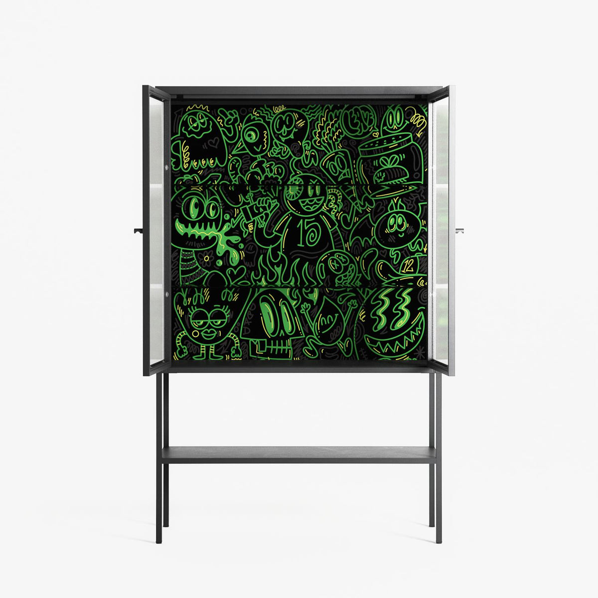 Wottosque Green - Loft Cabinet - Craig Watkins - Antracite - Reeded glass
