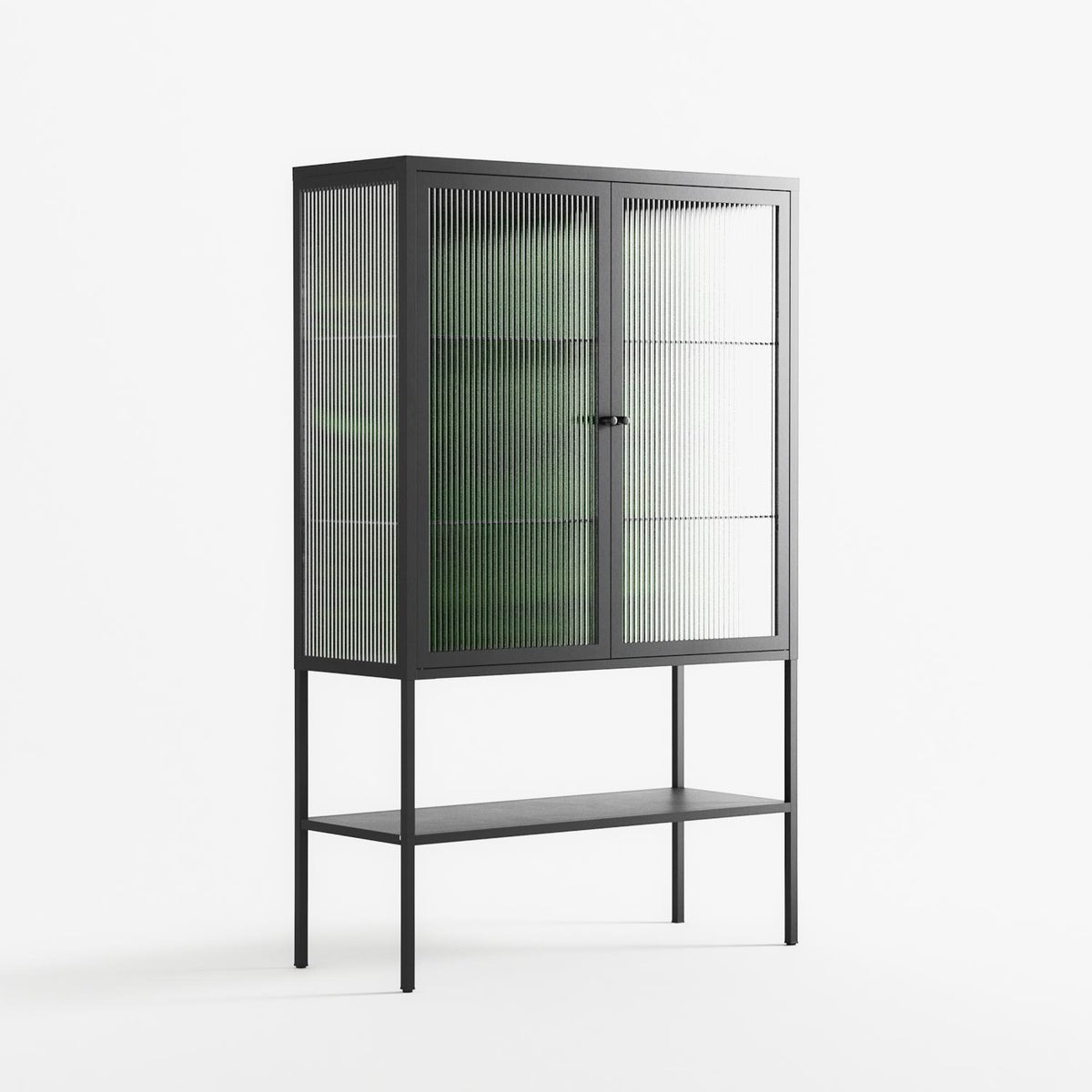 Wottosque Green - Loft Cabinet - Craig Watkins - Antracite - Reeded glass