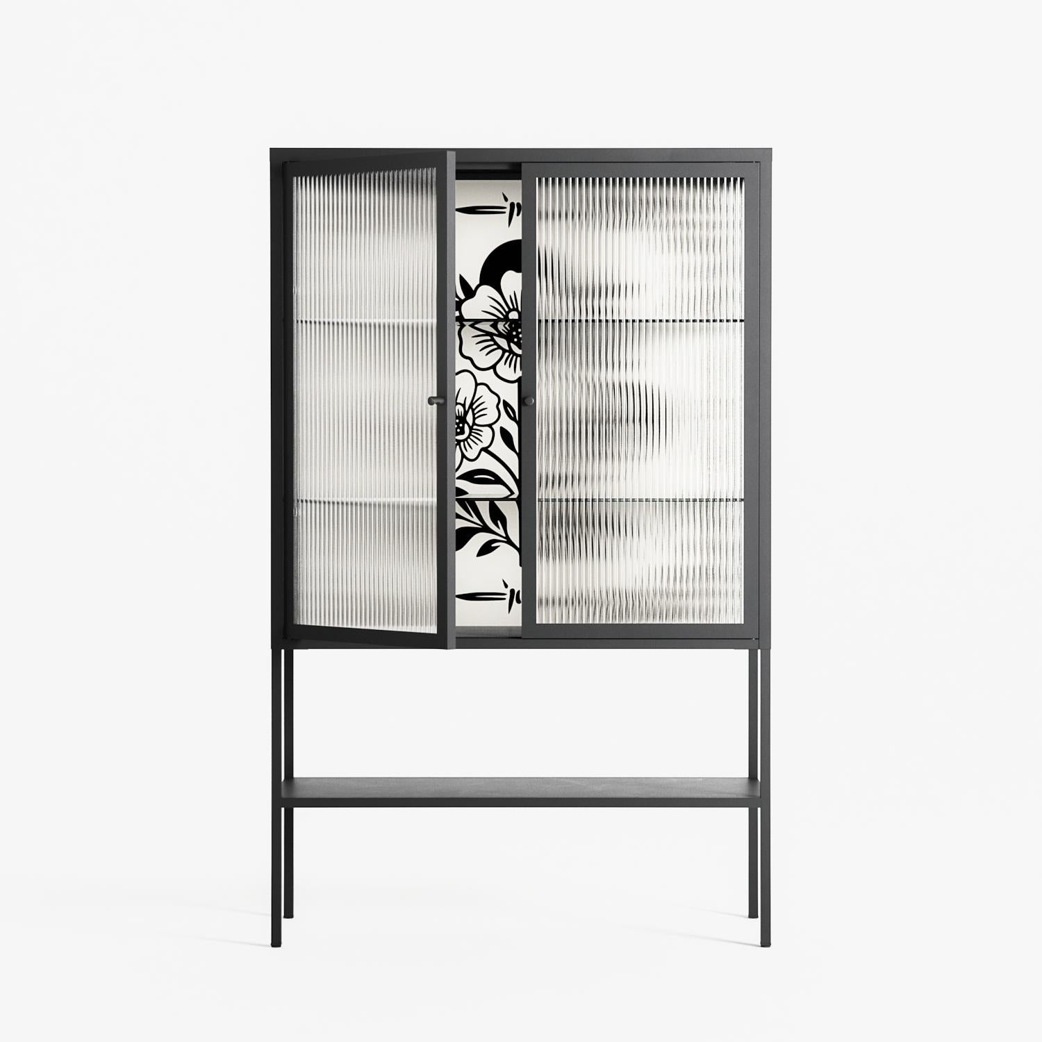 Barbed Bloom - Loft Cabinet - Daphna Sebbane - Antracite - Reeded glass