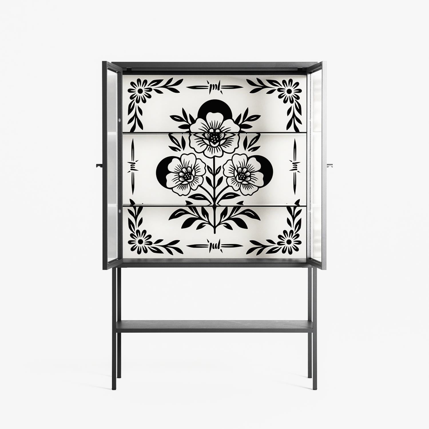 Barbed Bloom - Loft Cabinet - Daphna Sebbane - Antracite - Reeded glass