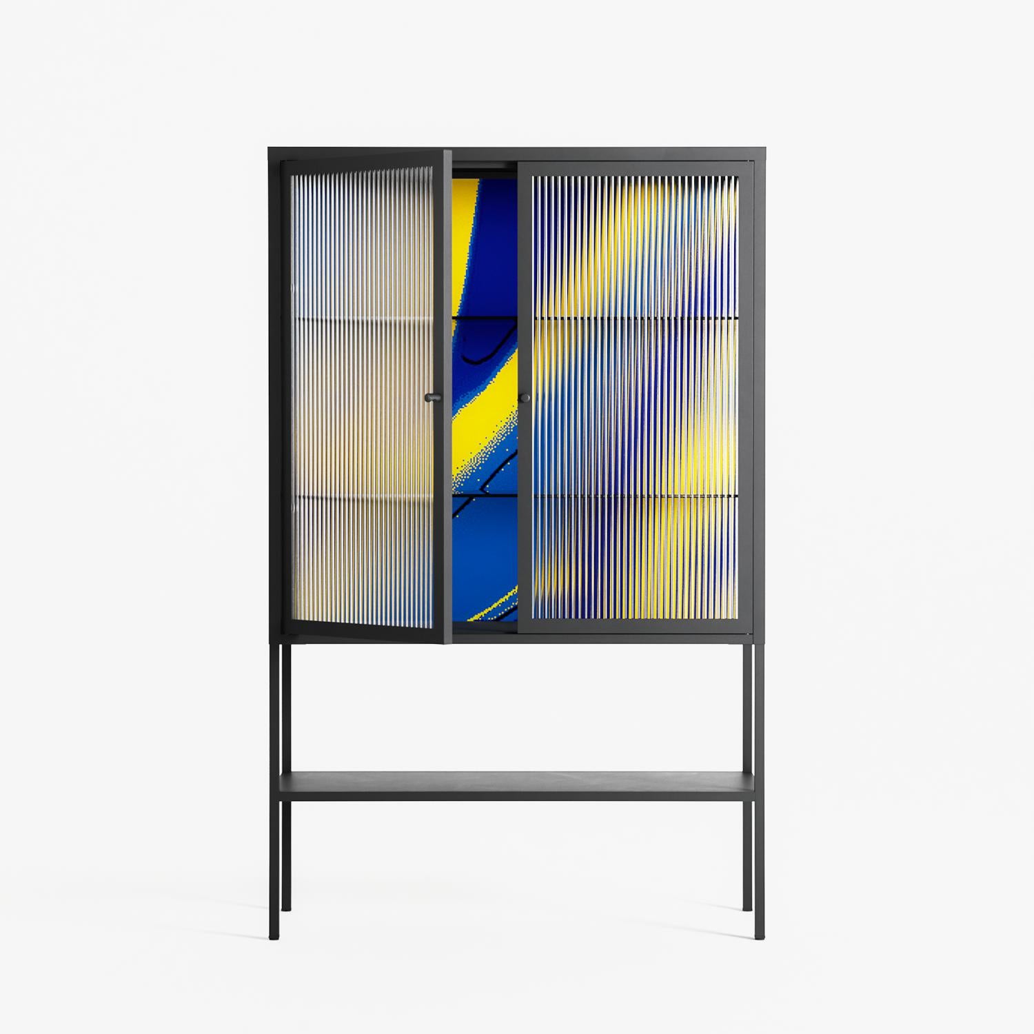 Blue Gale - Loft Cabinet - Oluwasheyi Adebayo - Antracite - Reeded glass