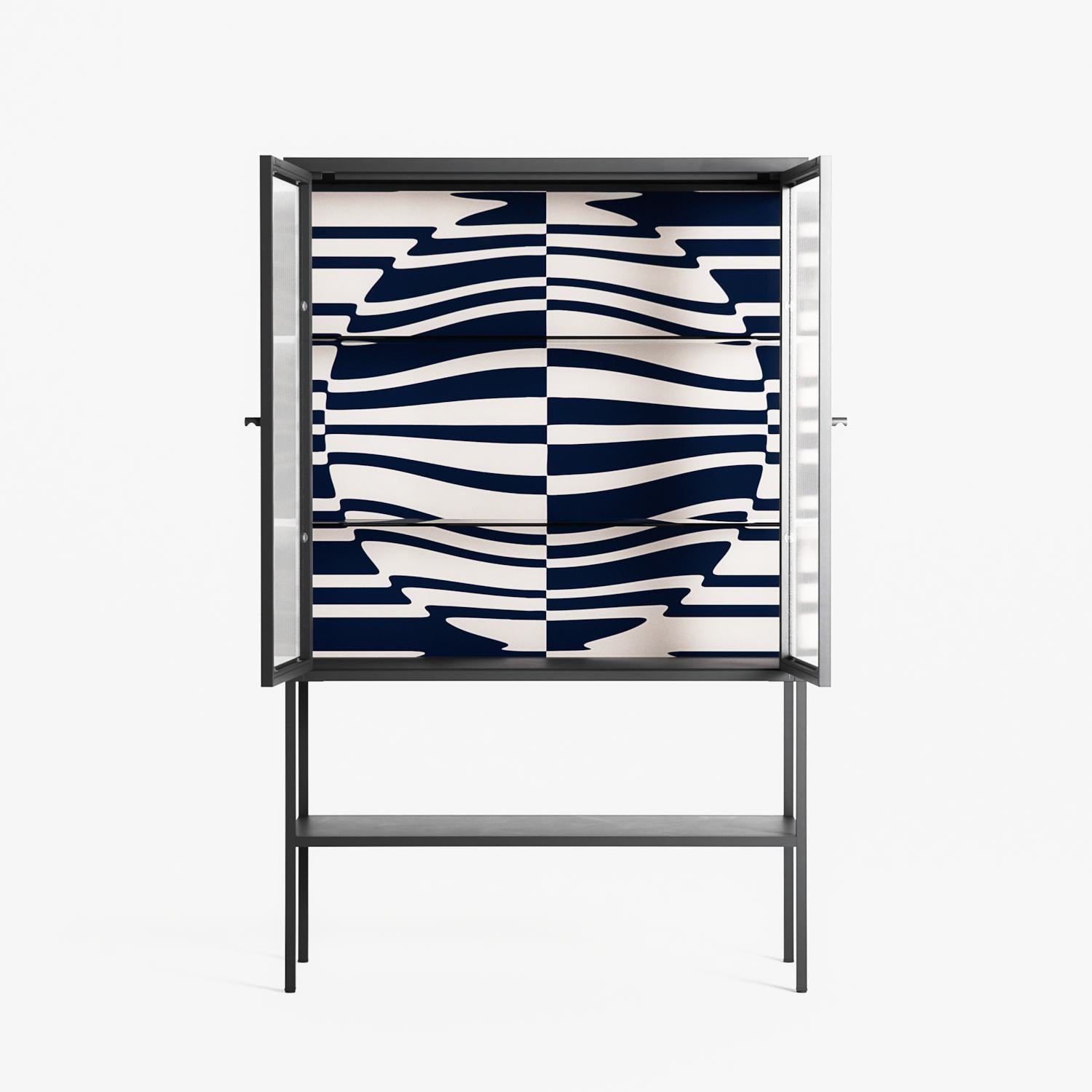Wave Lens - Loft Cabinet - Oluwasheyi Adebayo - Antracite - Reeded glass