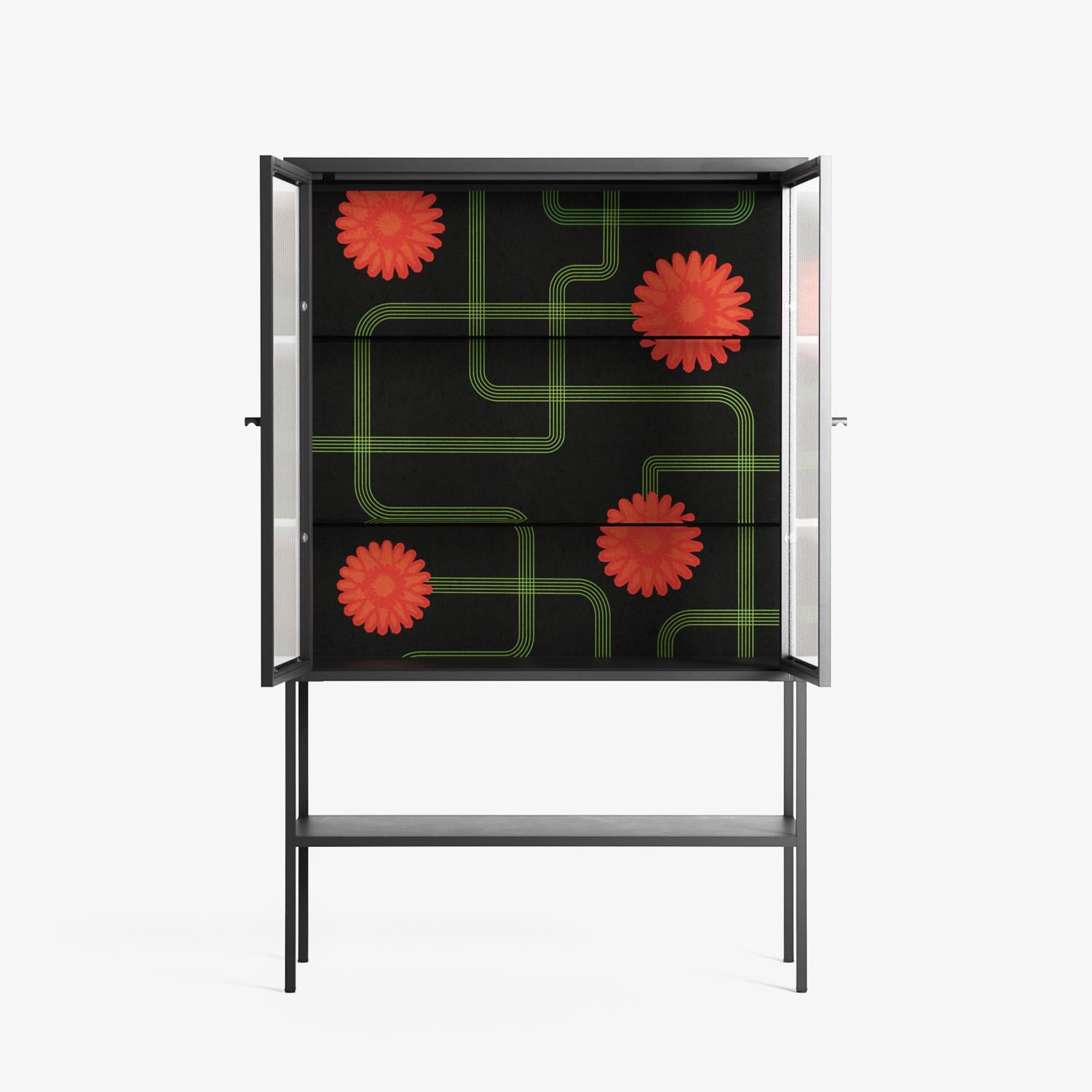 Floral Pipes - Loft Cabinet - Kristin Eriksson - Antracite - Reeded glass