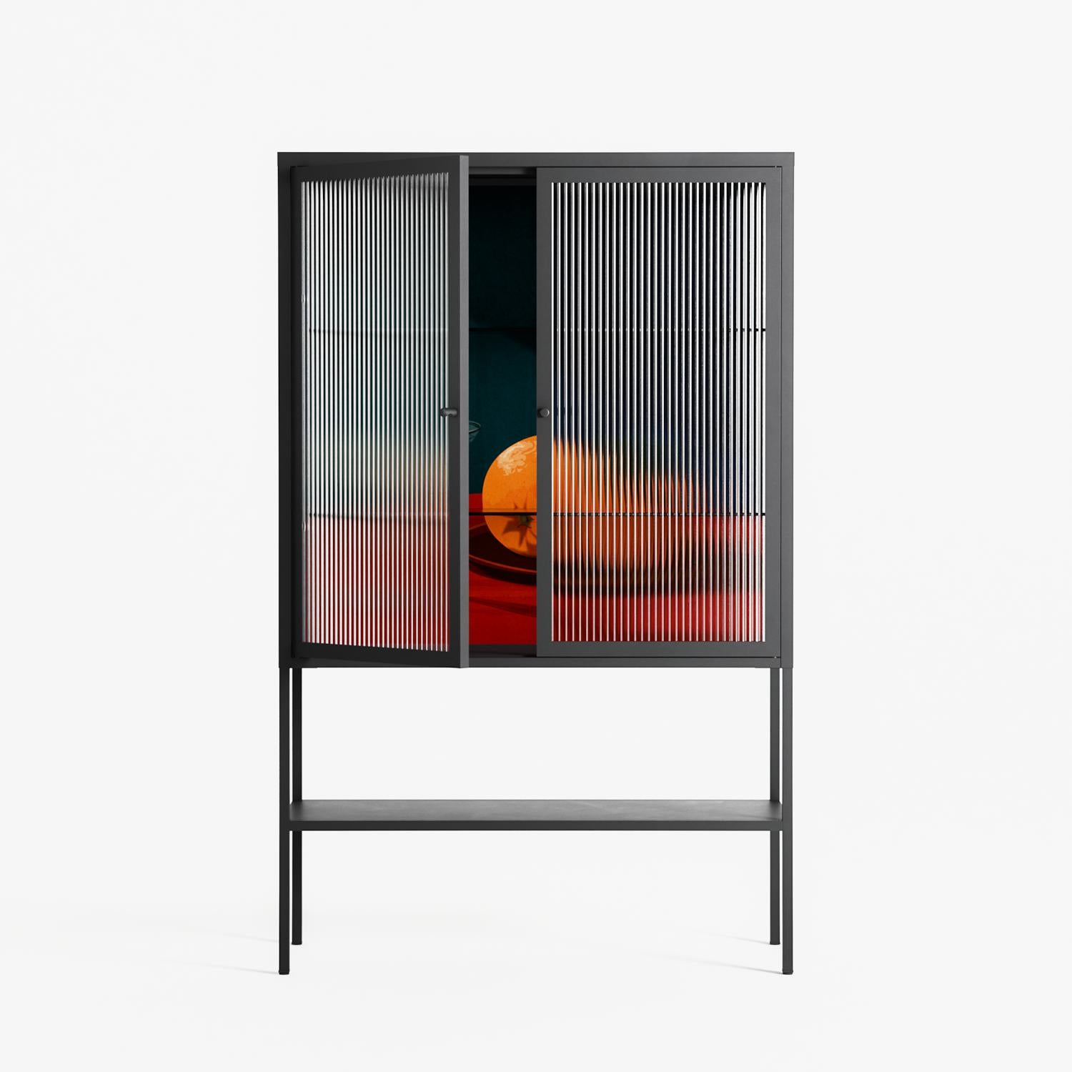 Bubbles & Oranges - Loft Cabinet - Kristin Eriksson - Antracite - Reeded glass