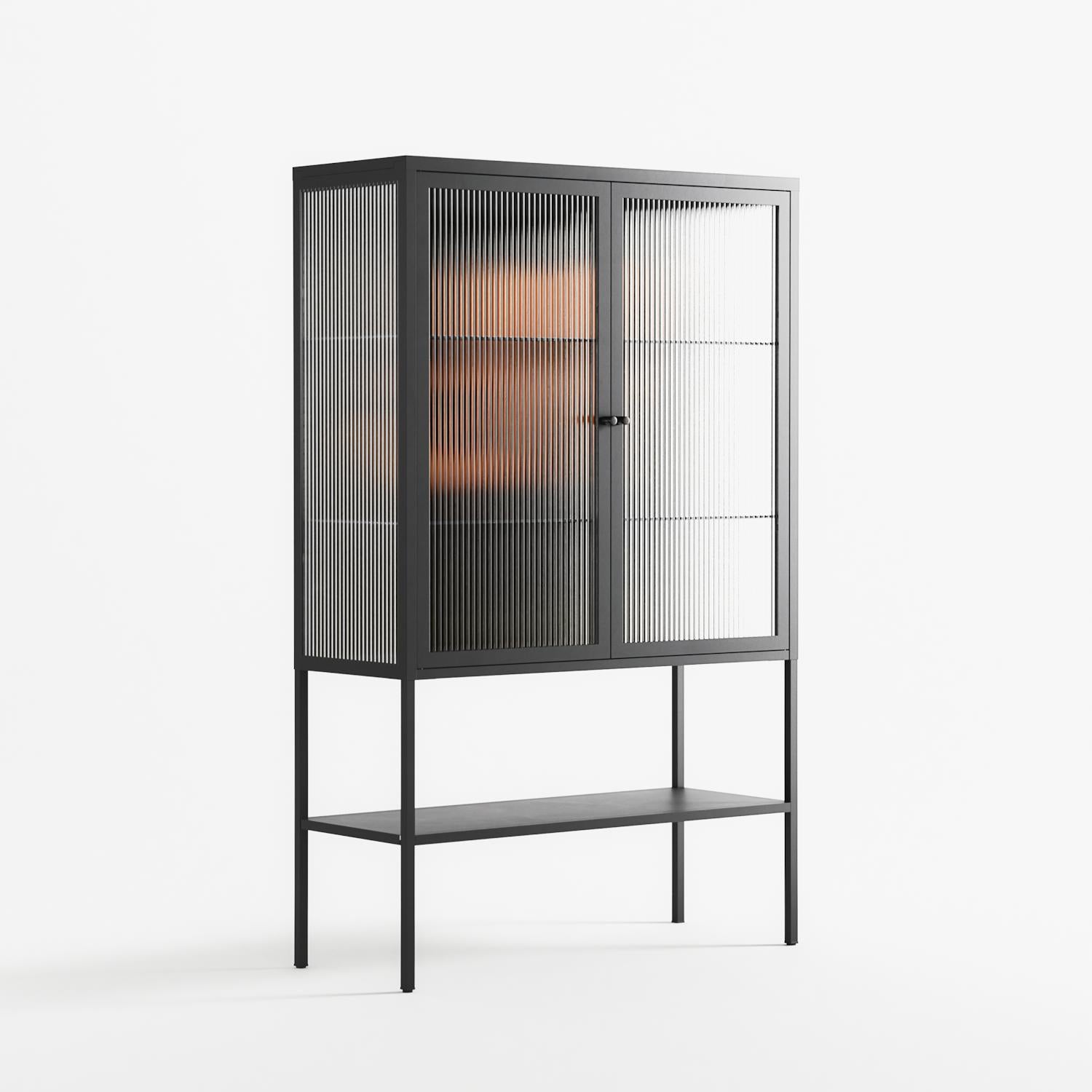 Cat in Chair A - Loft Cabinet - Kristin Eriksson - Antracite - Reeded glass