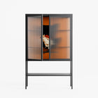 Cat in Chair B - Loft Cabinet - Kristin Eriksson - Antracite - Reeded glass