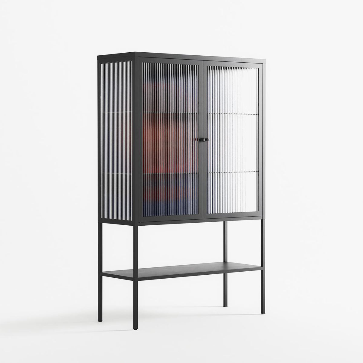 Cat in Chair C - Loft Cabinet - Kristin Eriksson - Antracite - Reeded glass