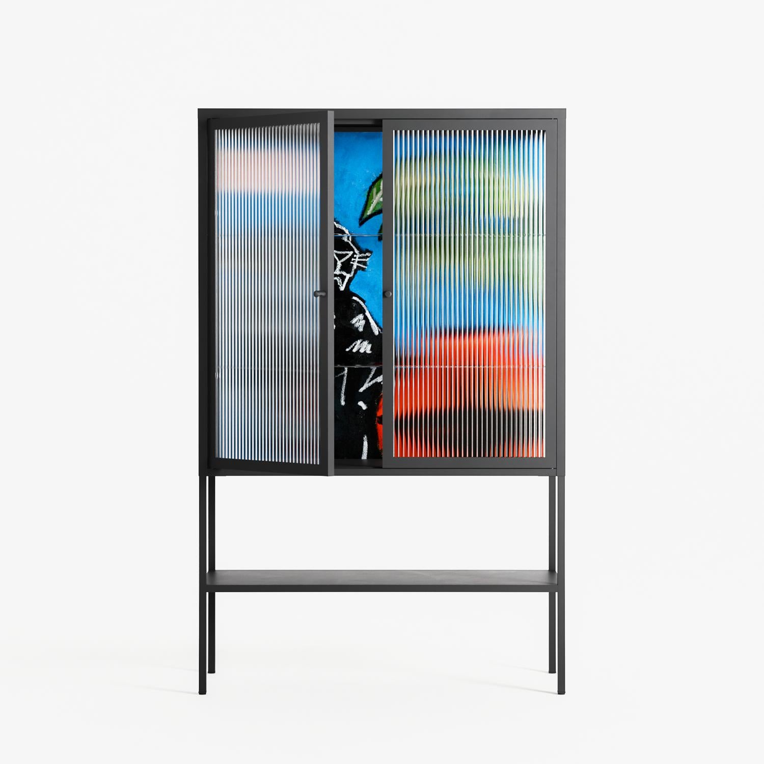 Staying Grounded - Loft Cabinet - Caitlin Flood-Molyneux - Antracite - Reeded glass