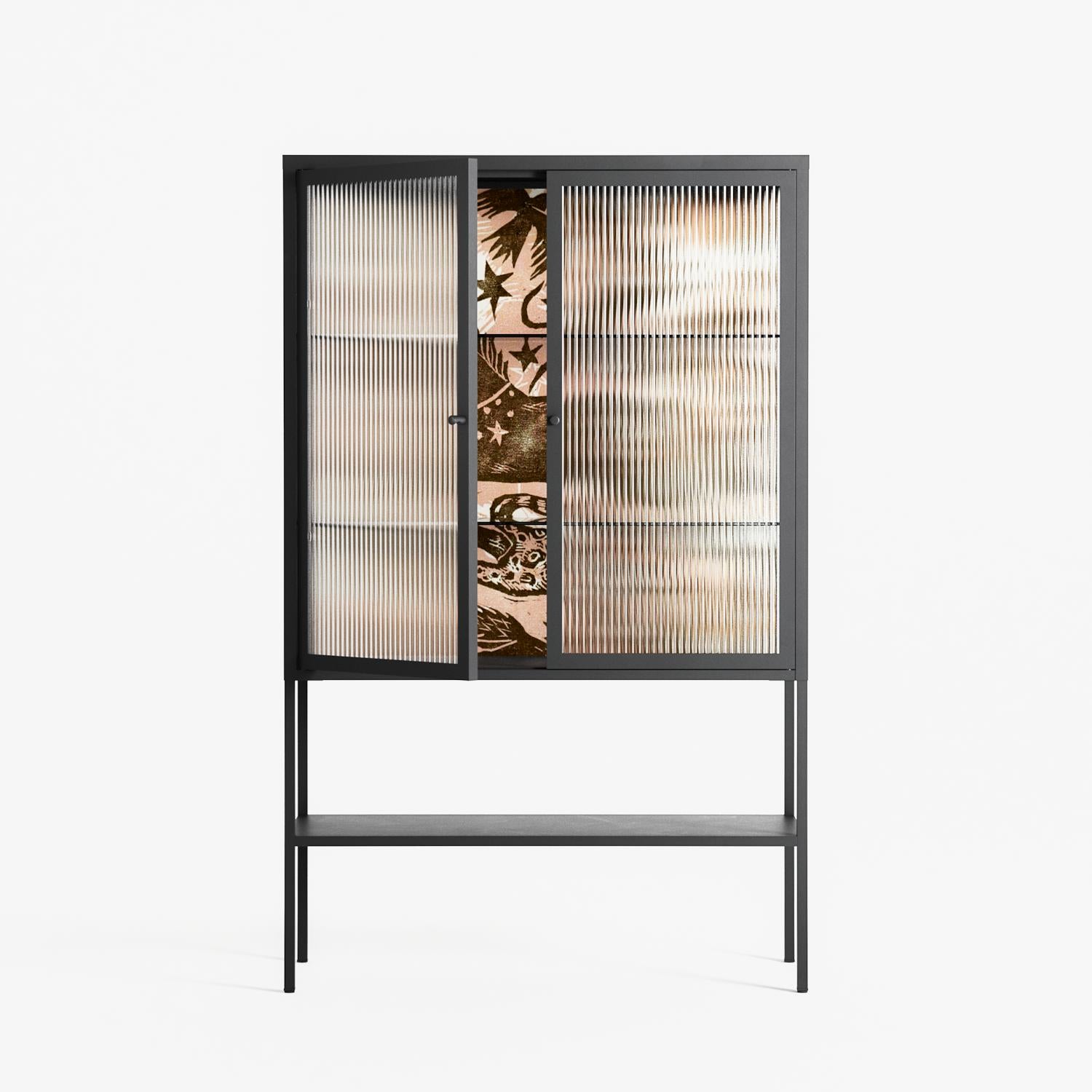 Delight Pink - Loft Cabinet - Diana Catchpole - Antracite - Reeded glass