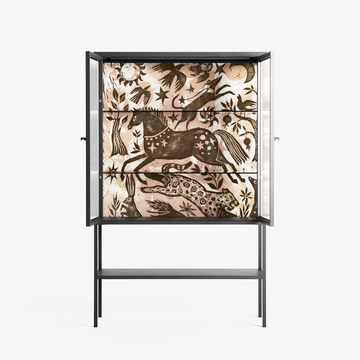 Delight Pink - Loft Cabinet - Diana Catchpole - Antracite - Reeded glass