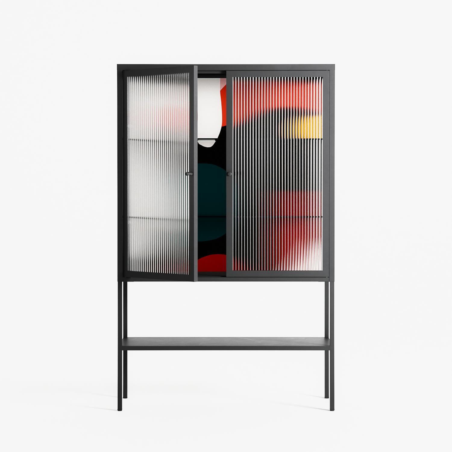 Plume - Loft Cabinet - Rikki Hewitt - Antracite - Reeded glass