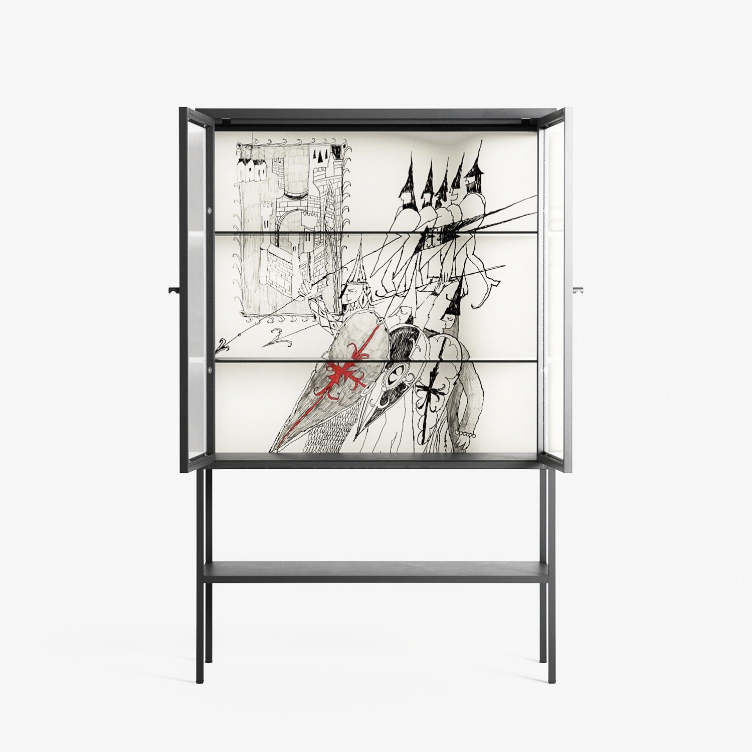 Bayeux - Loft Cabinet - Naia Escribano - Antracite - Reeded glass