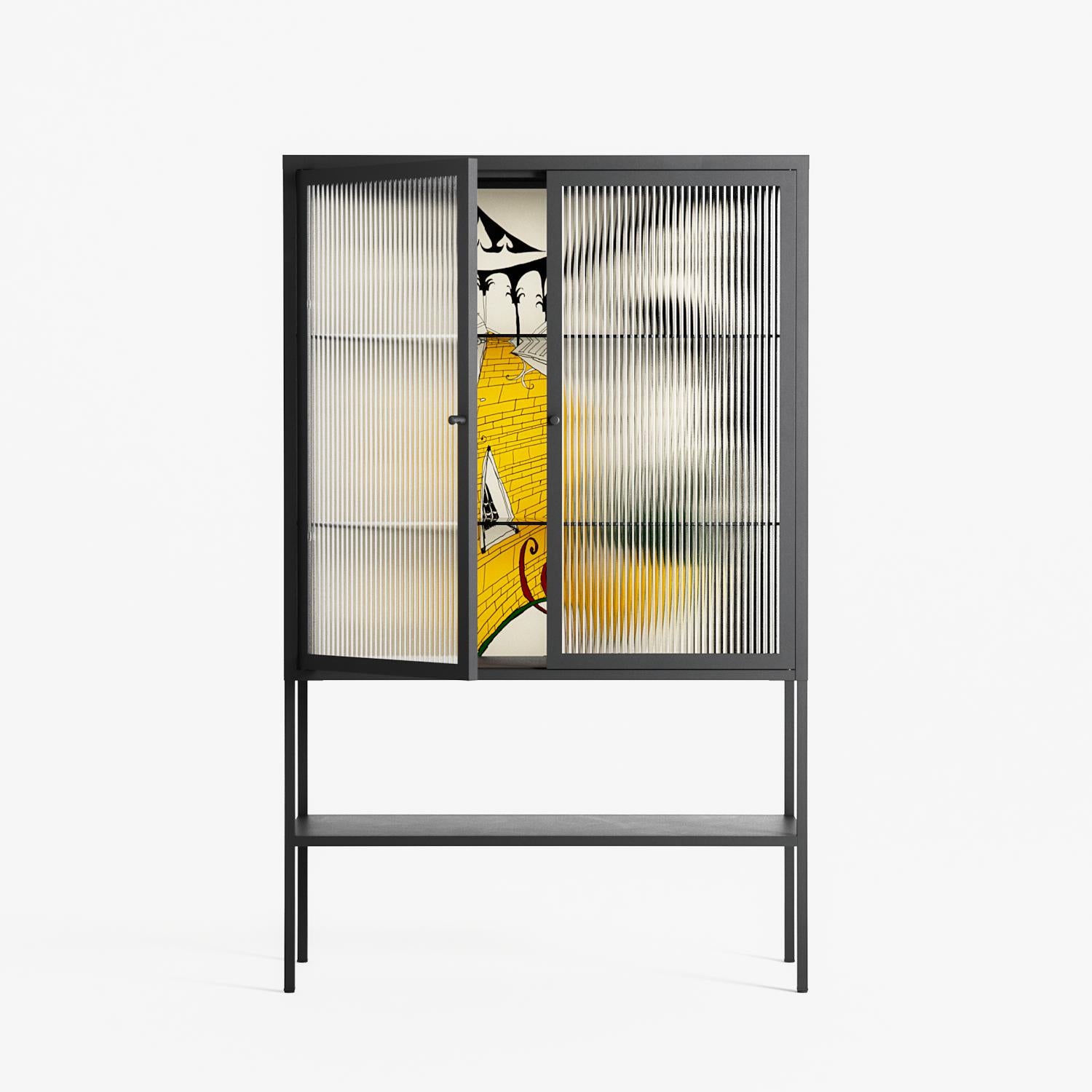Knights - Loft Cabinet - Naia Escribano - Antracite - Reeded glass