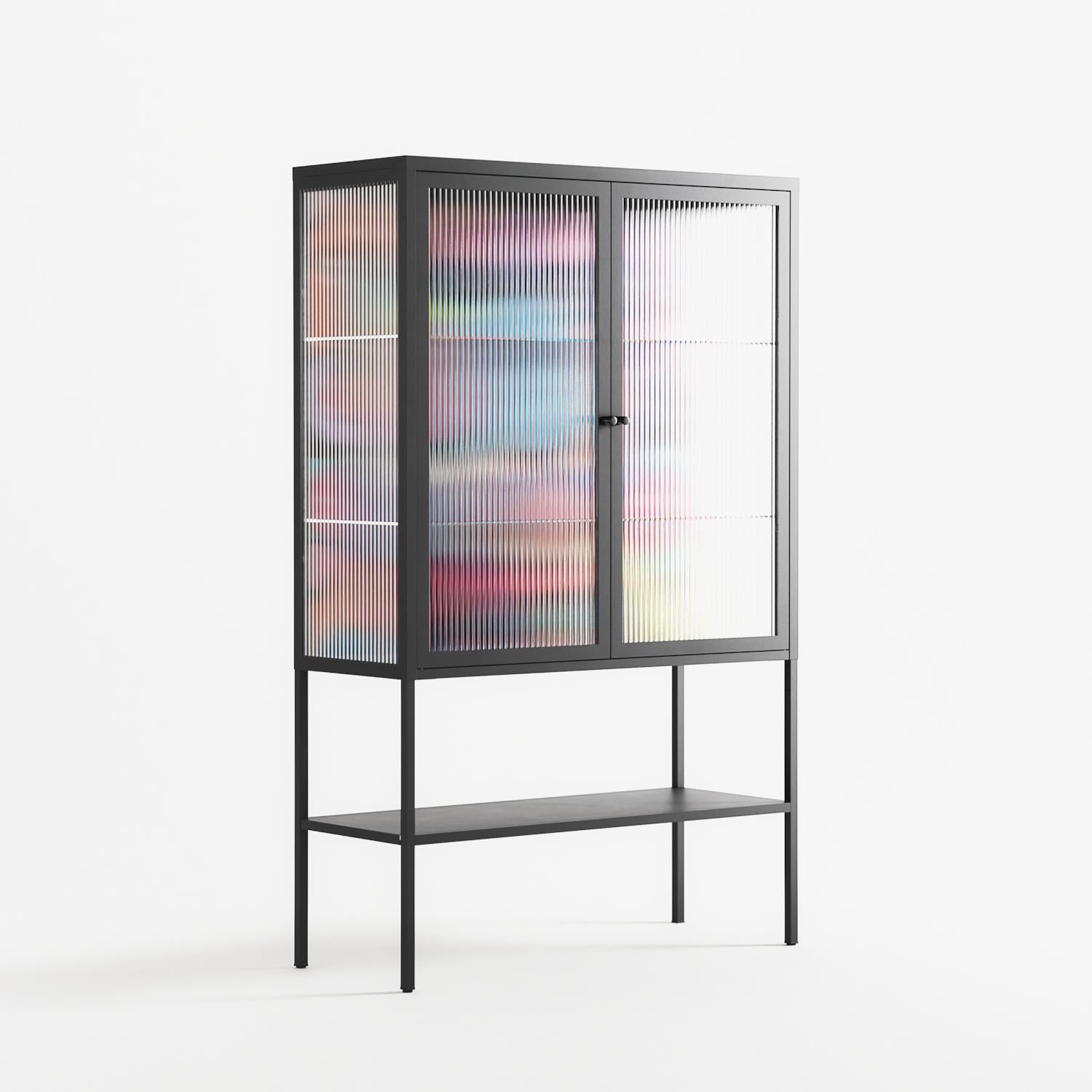 Sansone - Loft Cabinet - Maddalena Fanfani - Antracite - Reeded glass