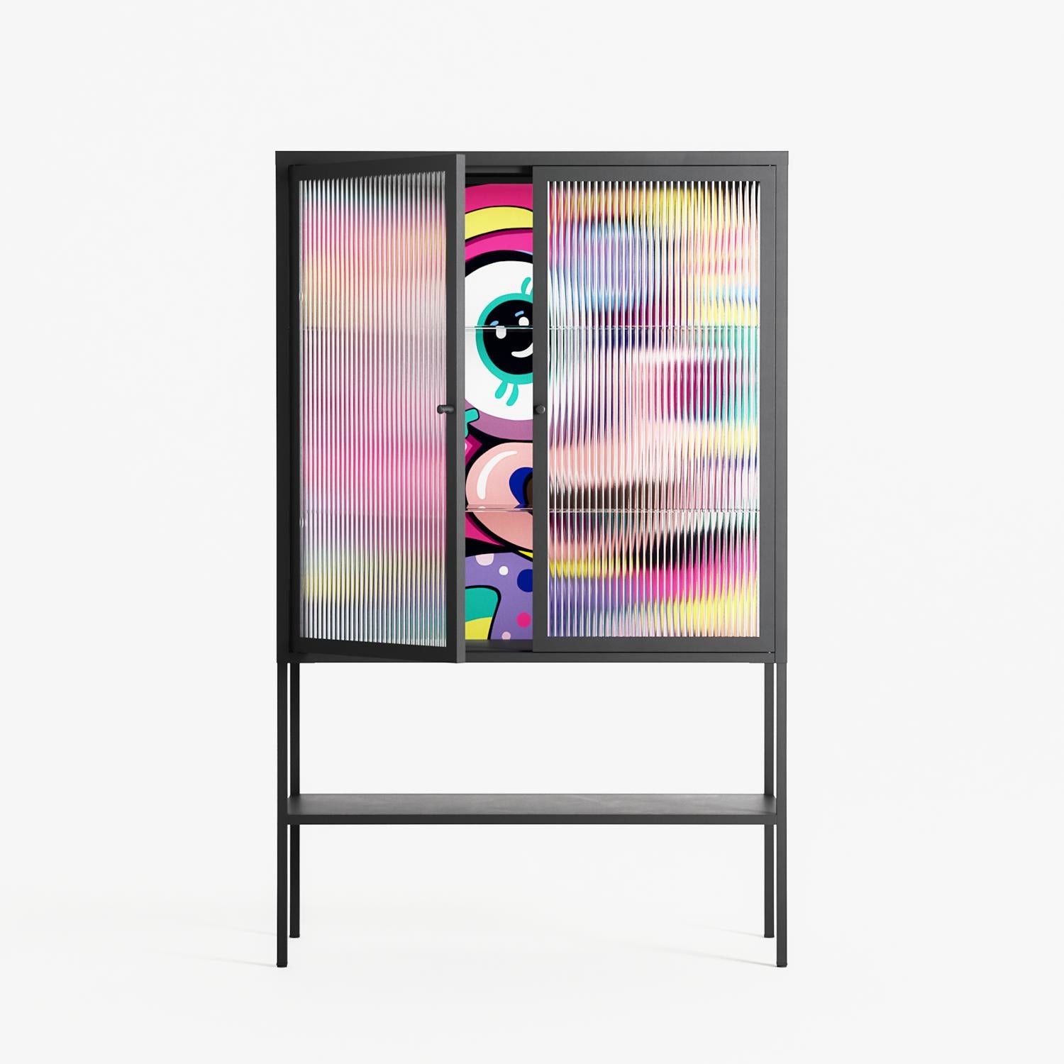 HappyFe - Loft Cabinet - Maddalena Fanfani - Antracite - Reeded glass