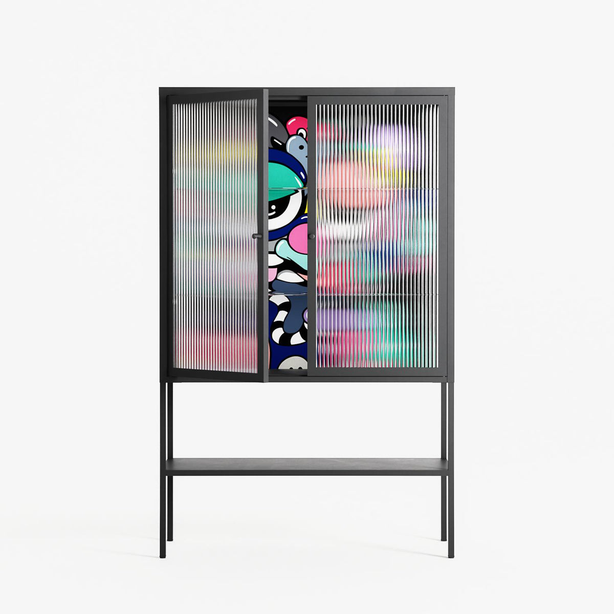 Bobsan - Loft Cabinet - Maddalena Fanfani - Antracite - Reeded glass