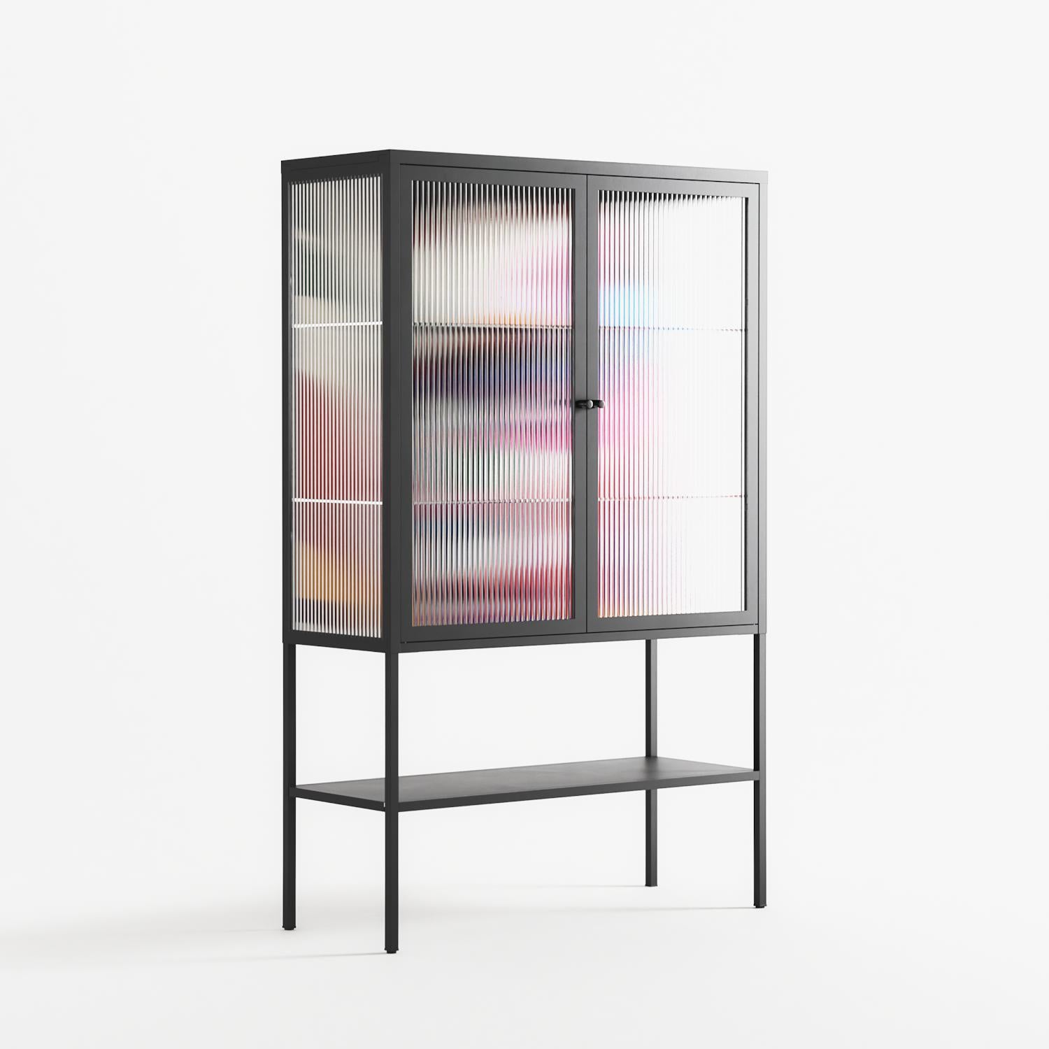 Fragments Of A Painted Souls - Loft Cabinet - Mathilda Kienast - Antracite - Reeded glass