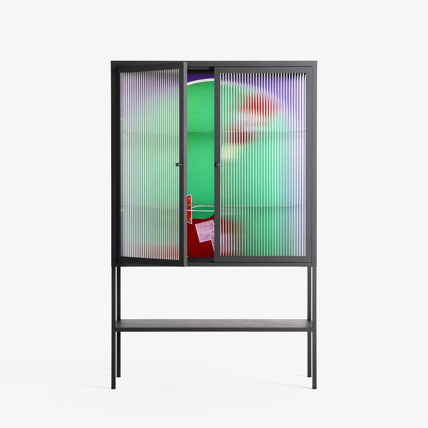 Negroni - Loft Cabinet - Mathilda Kienast - Antracite - Reeded glass